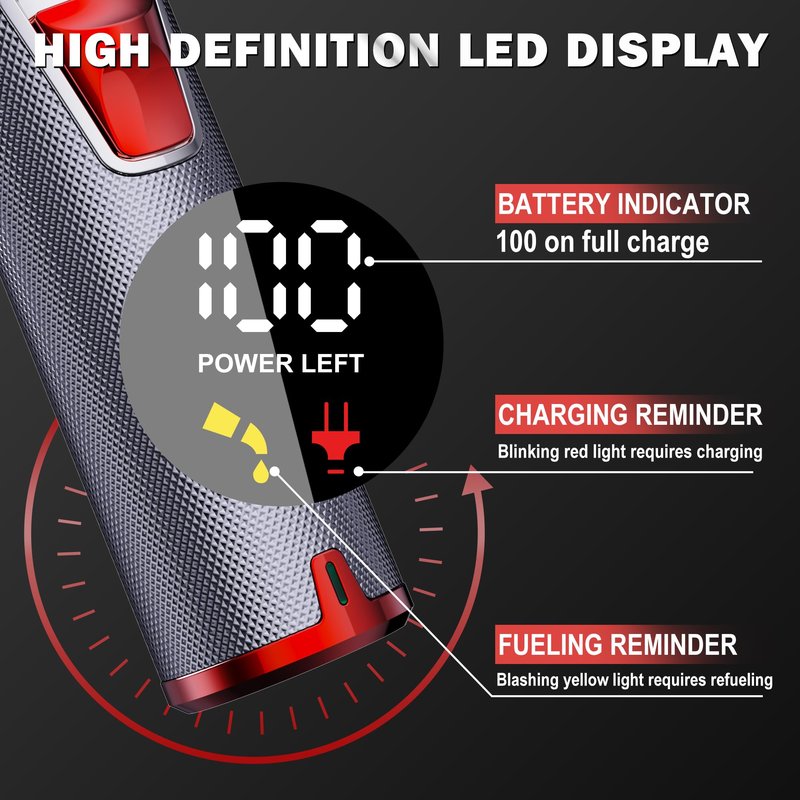 FADEKING Professional Hair Clippers for Men, Cordless Barber Clippers with LED Display, Rechargeable Hair Cutting Kit for Fade & Taper, Fathers Day Gift for Dad Men Husband (Silver+red)
