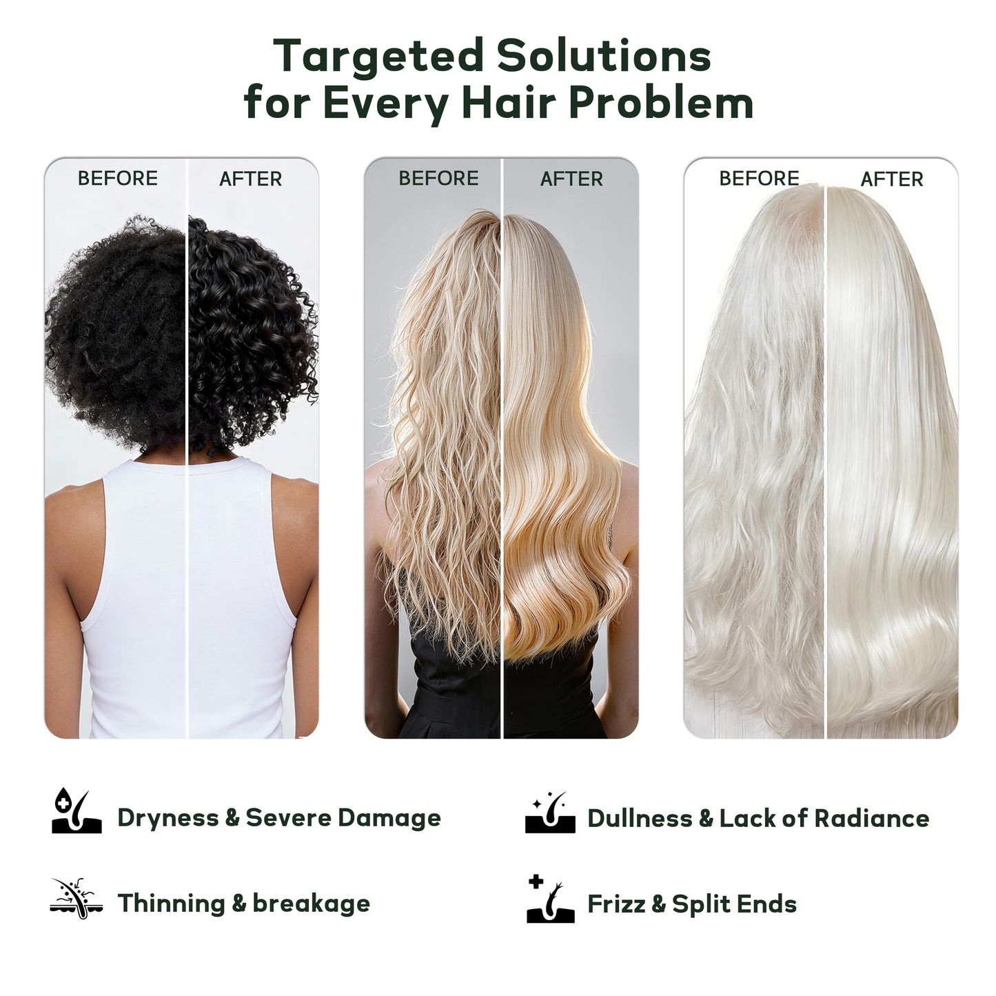 CLEANFULL Botanical Keratin Hair Mask, Silicone Free Hair Treatment Deep Repair Conditioner for Dry Damaged Hair, Reverse from Bleach, Color & Heat, Vegan (10fl oz)