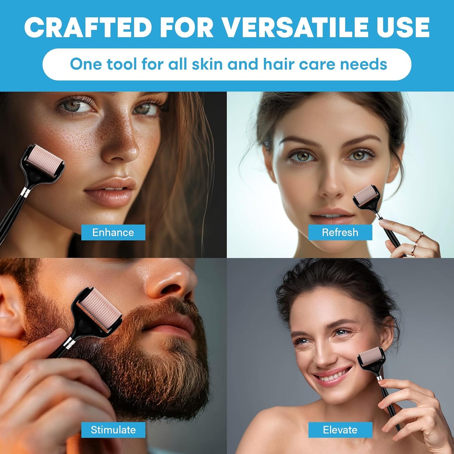 Ultra-Wide Derma Roller for Face - At-Home Microneedling Kit | 0.25mm Microneedle for Skin Care & Hair Growth