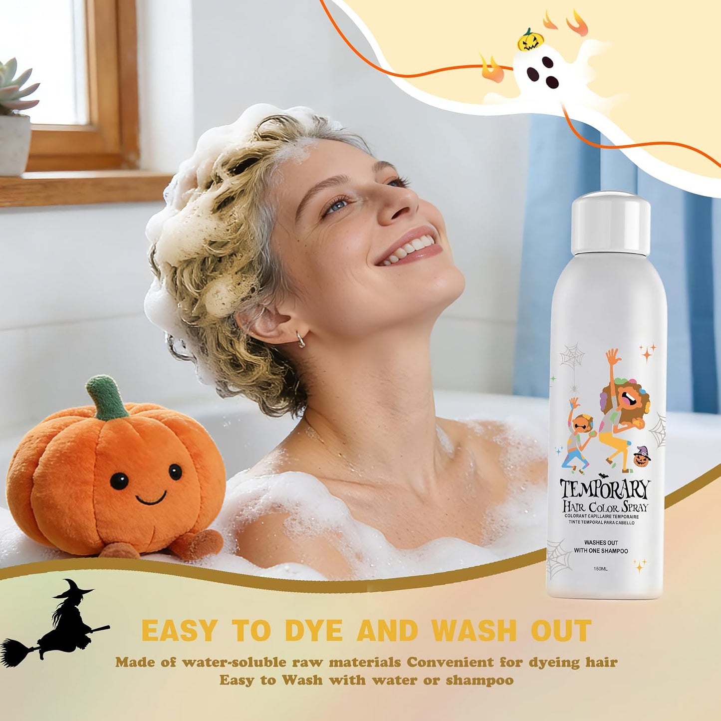 Gold Temporary Hair Color Spray - Instant Silver Hair Dye for Parties | 150ml Washable & Disposable