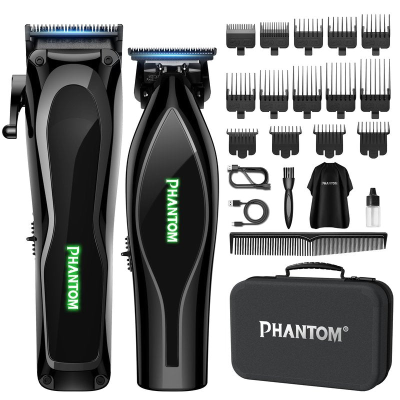 Phantom Professional Hair Clippers for Men, Cordless Barber Clippers & Trimmer Set with Magnetic Levitation Motor (Vector Motor), 13000 RPM DLC Blades, Zero-Gap Trimmer for Fades, Blends & Line Ups