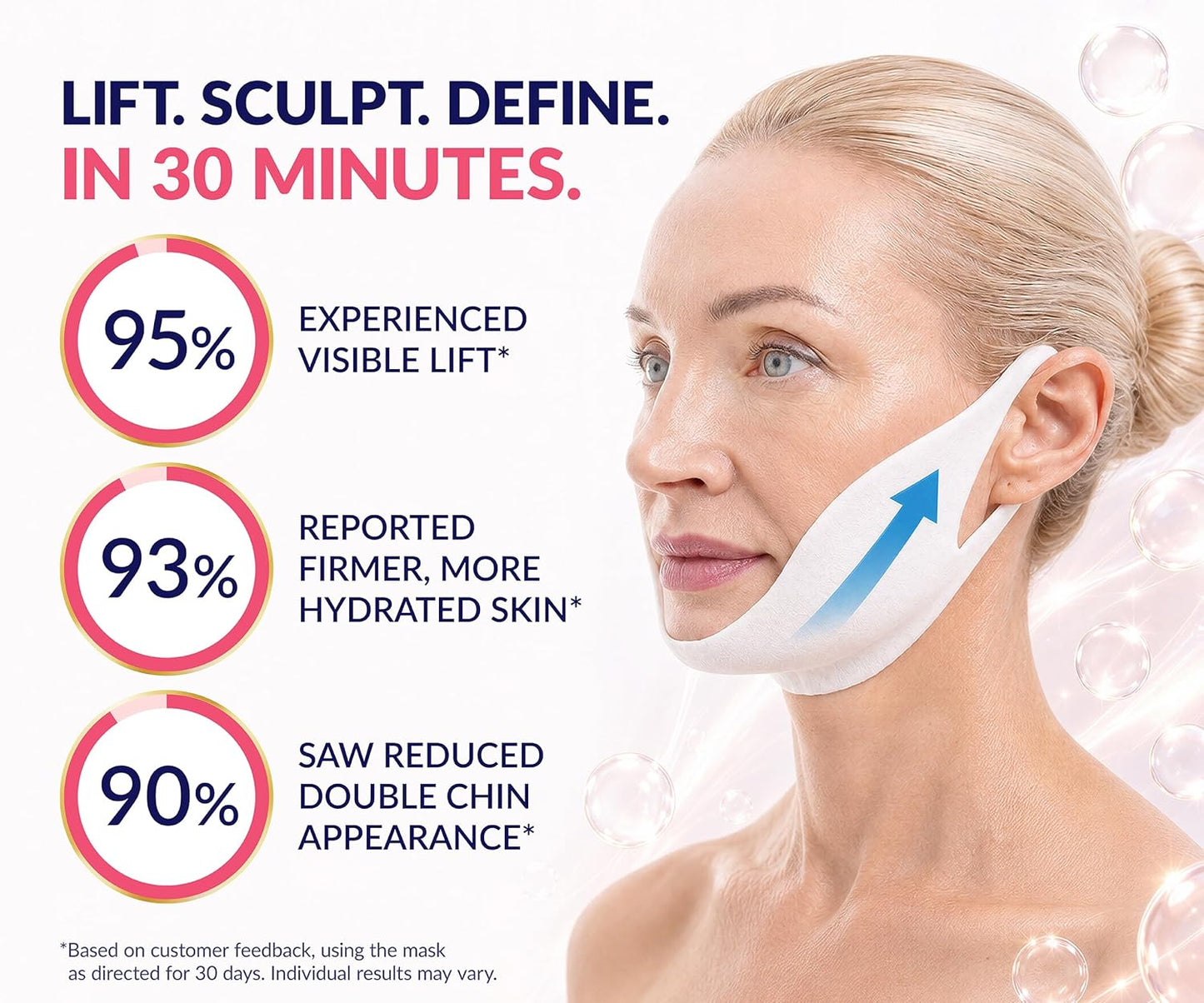 Stylia V Line Lifting Collagen Mask - Firm & Contour Jawline with Hyaluronic Acid & Aloe | 10 Pack