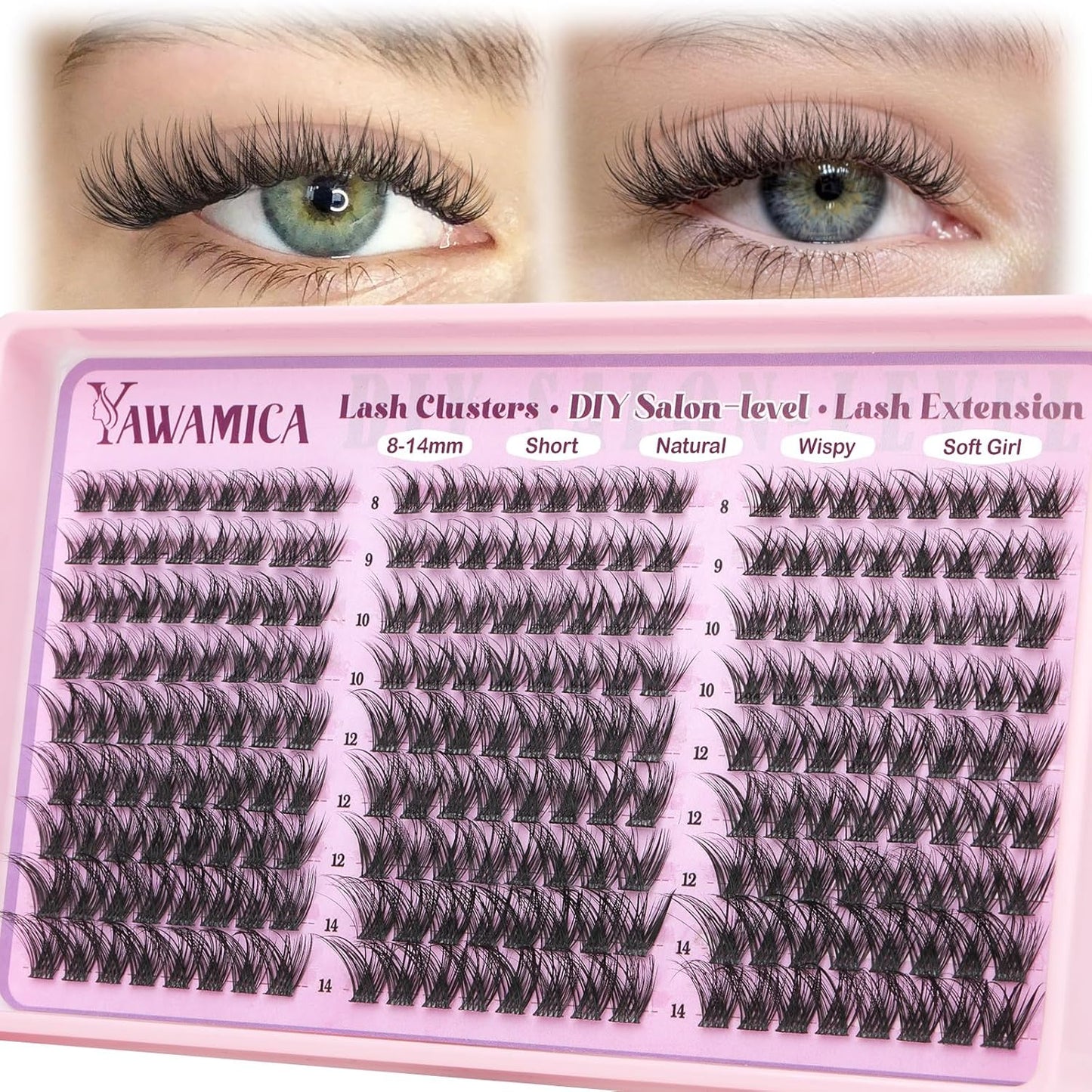 Eyelash Clusters - Wispy Fluffy D Curl Individual Lashes | 216 Pcs, 8-14mm Soft Volume Extensions for Easy DIY at Home