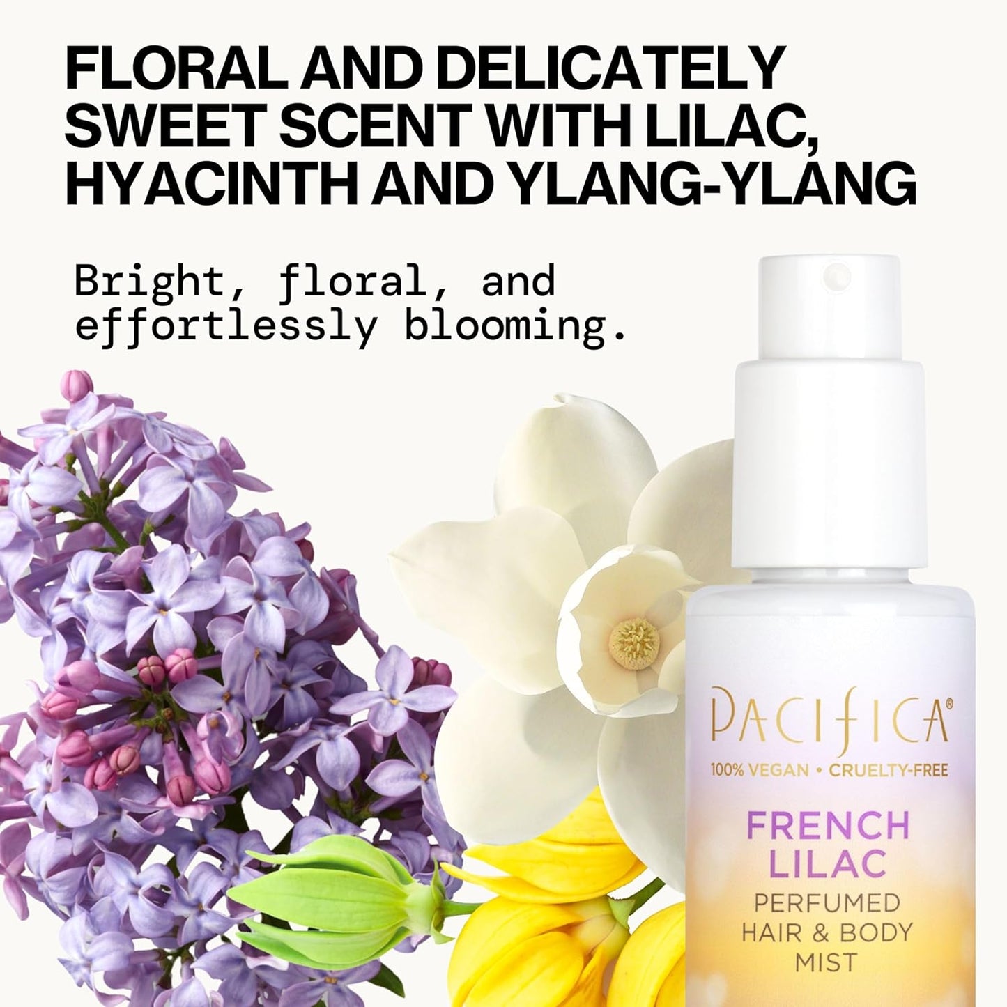 Pacifica French Lilac Hair & Body Mist - Vegan Floral Perfume Spray for Women | Alcohol-Free, 6 Fl Oz