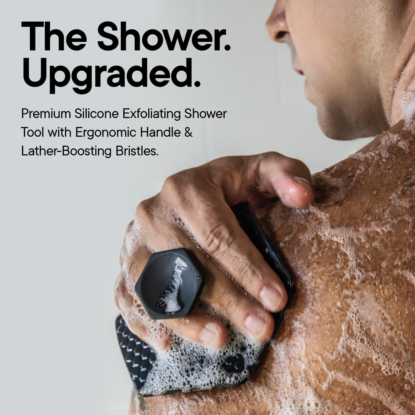 TOOLETRIES Premium Silicone Body Scrubber 2.0, Hygienic Loofah Alternative, Exfoliating Shower Scrubber for Sensitive Skin, Quick Drying & Long-Lasting Bathroom Essentials for Men & Women - Charcoal