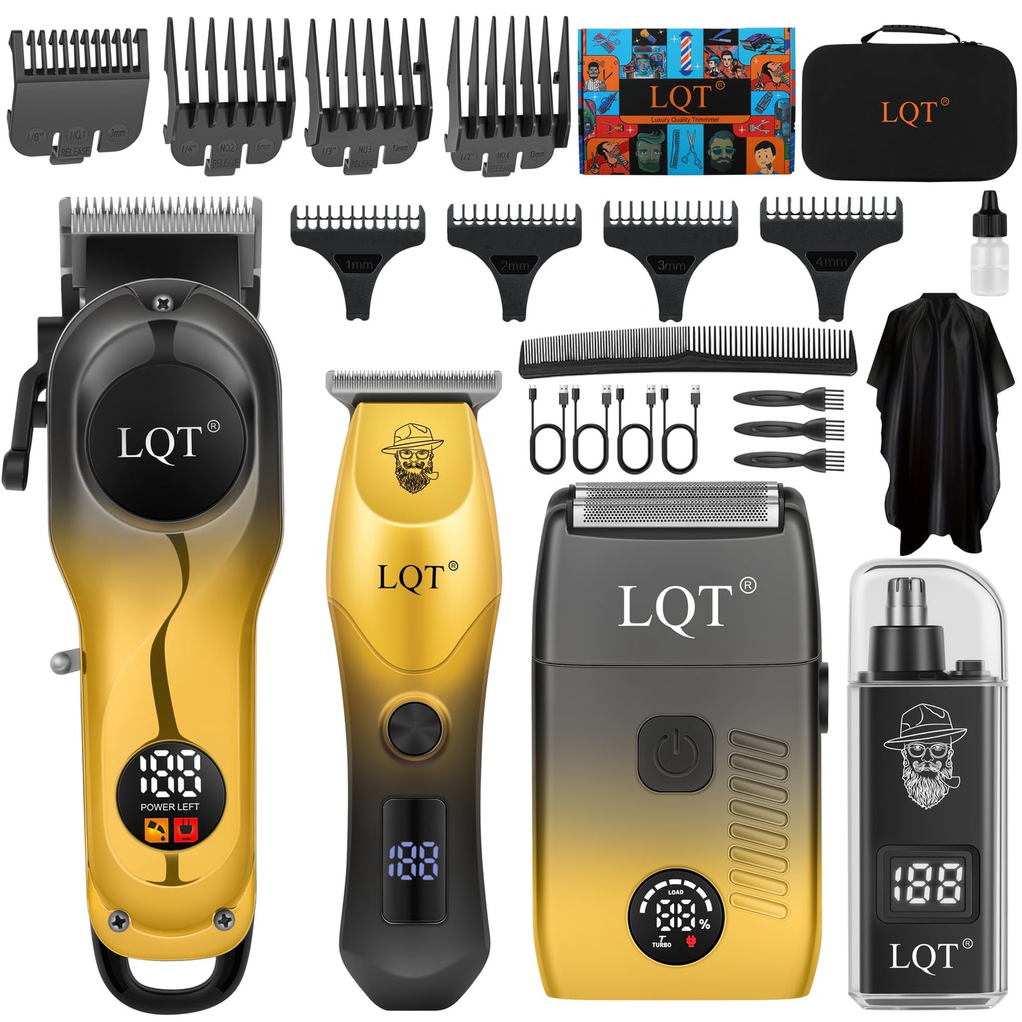 LQT Hair Clippers for Men LED Display Cordless Clippers Set Professional Electric Beard and Mustache Trimmer for Men Foil Shaver Nose and Ear Hair Trimmer for Birthday Son Husband Father Men Gifts