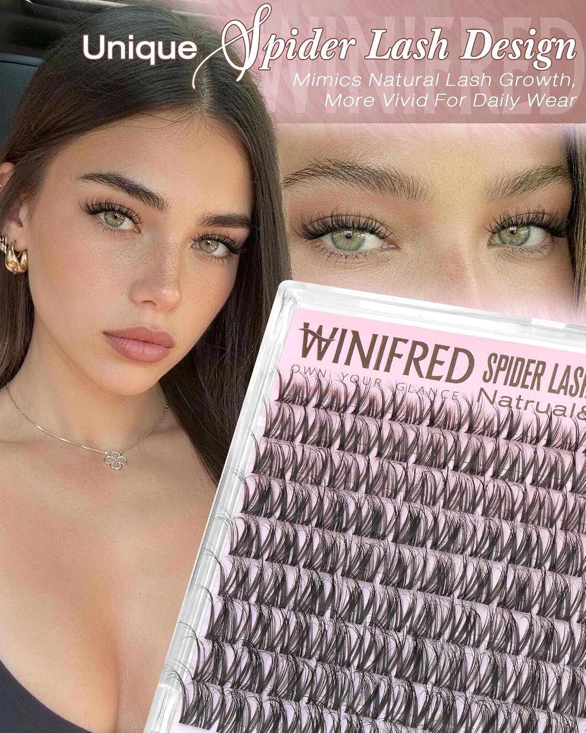 Spider Lash Clusters - Wispy Eyelash Extensions for Natural Look | D Curly 10-16mm Invisible Band