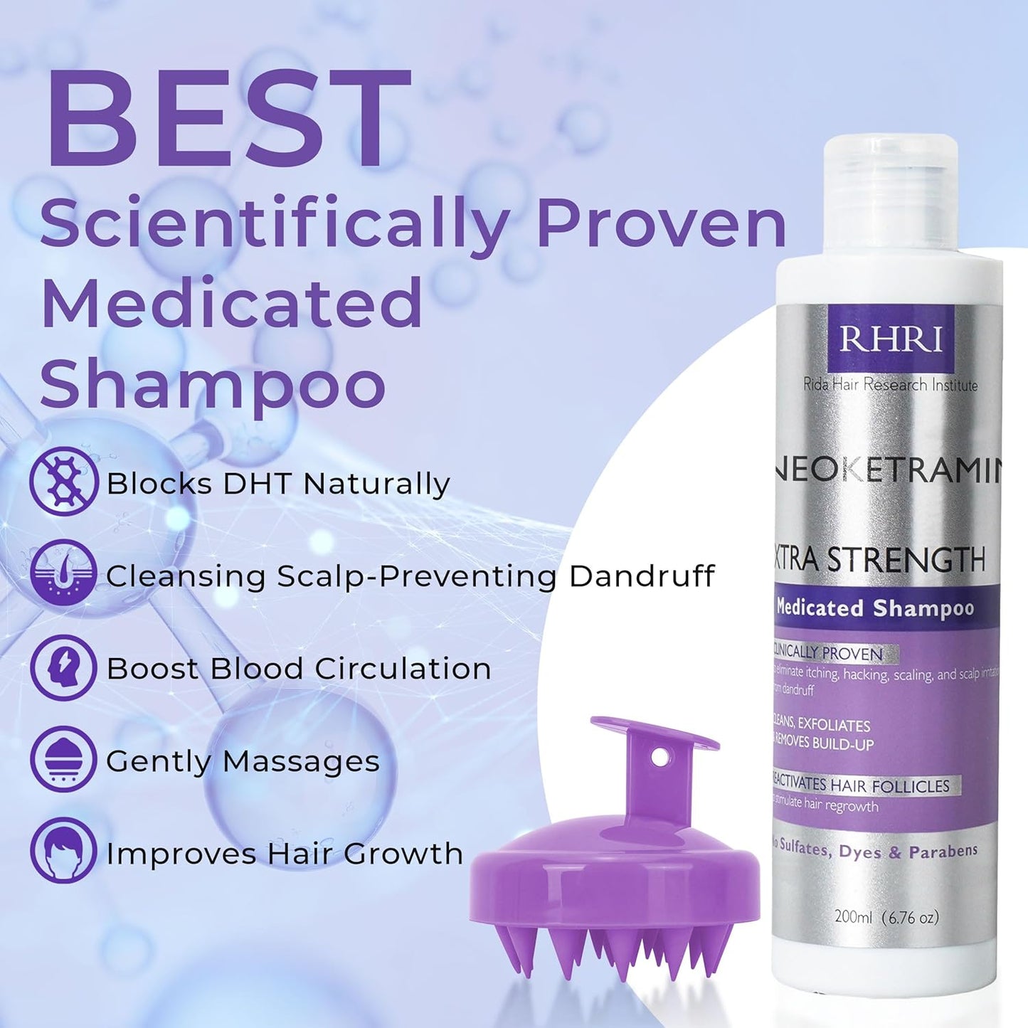 Anti Fungal Shampoo for Men & Women - Medicated Treatment for Dandruff, Folliculitis & Dry Scalp | Paraben-Free, Sulfate-Free, Includes Dandruff Brush