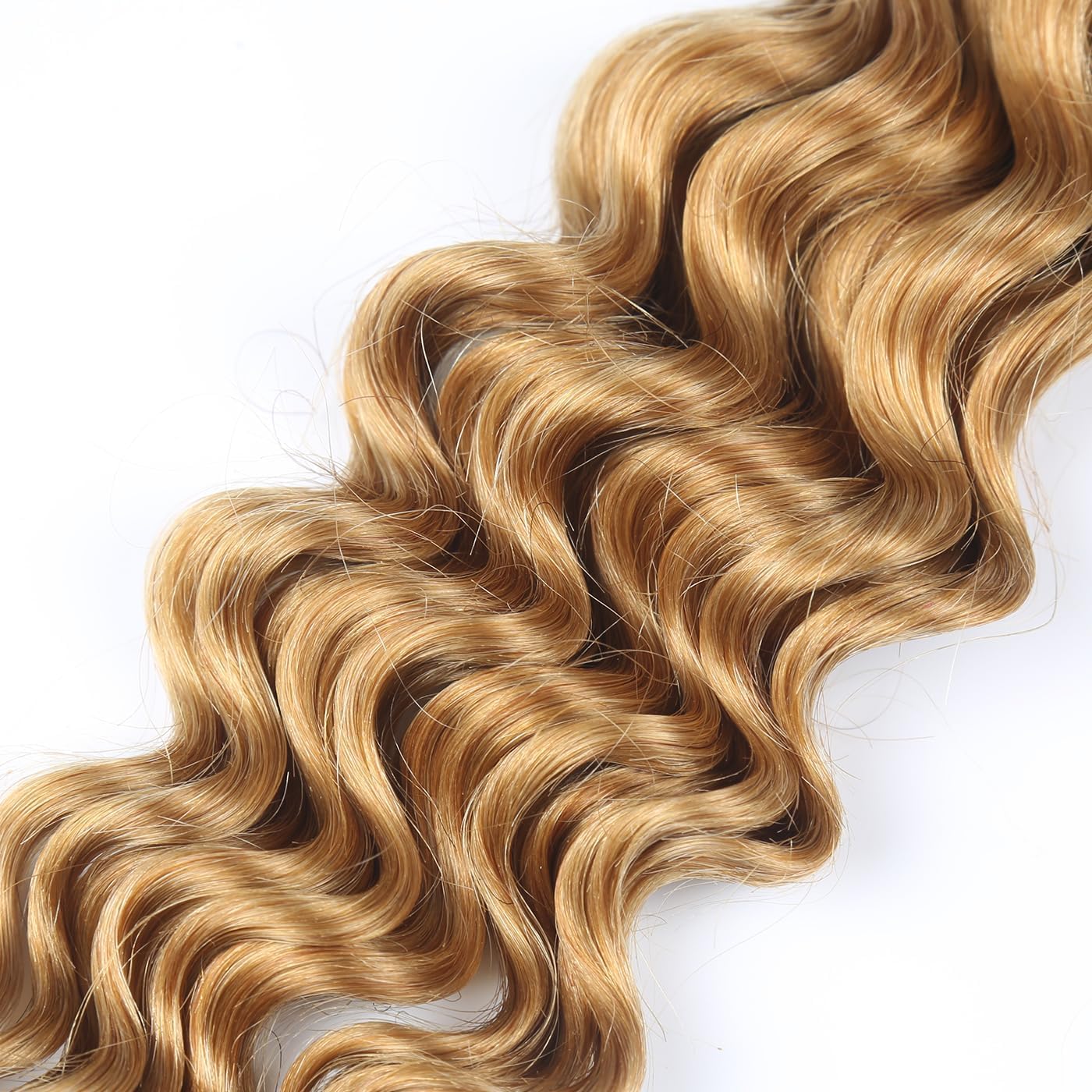 16 16 16 Inch #27 Blonde Human Braiding Hair for Boho Braids 150g Deep Curly Bulk Knotless Boho Braiding Honey Blonde Deep Wave Virgin No Weft Extensions Bohemian Braids 3 Bundles/Pack Caramel