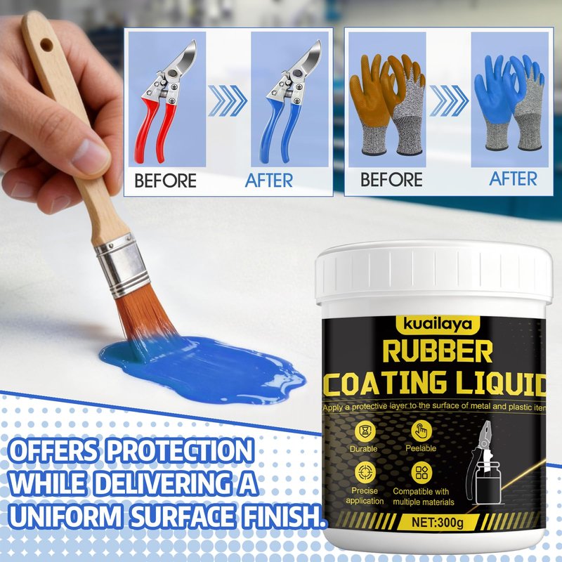 kuailaya Rubber Dip for Tools, Liquid Rubber Dip Tool Handle Dip Coating Effective Protection Slip Resistance Waterproof and Insulating Easy to Peel for Tool Protection, Creative DIY, Blue 300g