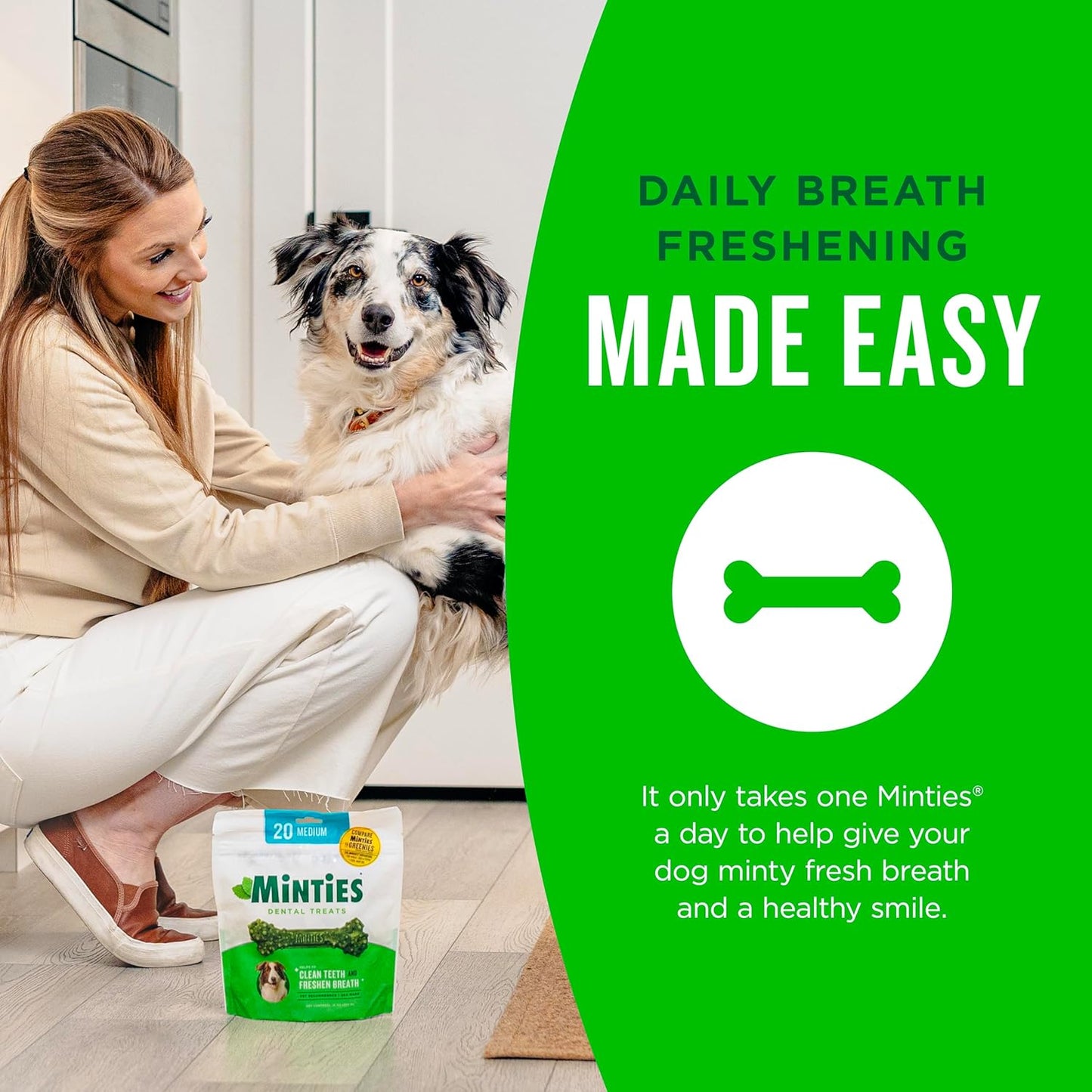 Dog Dental Bone Treats - Minties for Fresh Breath & Clean Teeth | Tiny/Small, 16 Ounces, 40 Count