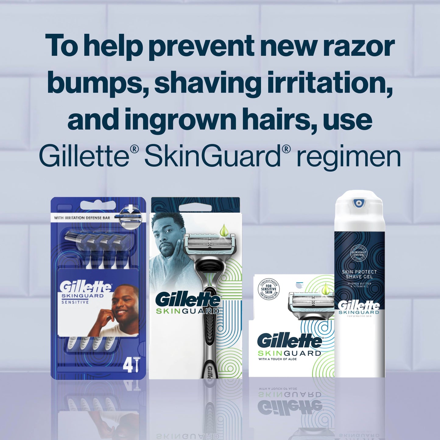 Gillette SkinGuard Razor Blade Refills for Men, 2 Blade Cartridge, SkinGuard for Sensitive Skin, Lubrication, Fits SkinGuard Razor Handles, 8 Count