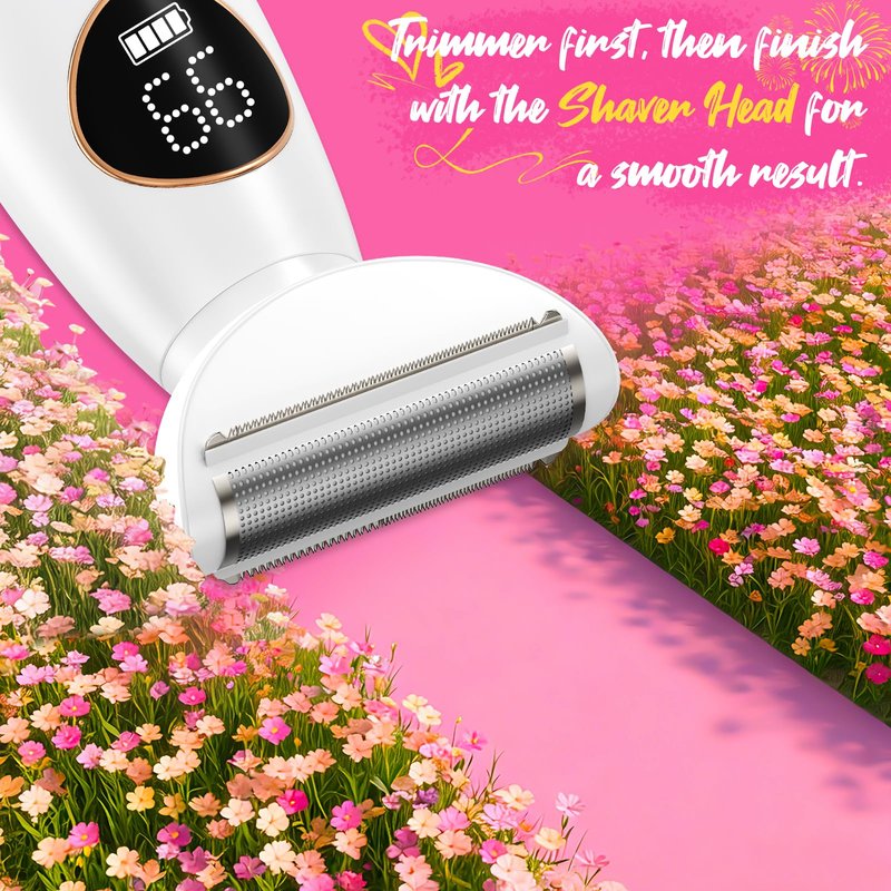 5-in-1 Bikini Trimmer for Women, Lady Electric Razor Shaver Replaceable- Waterproof Facial & Pubic Hair Trimmer with USB Charge Dock, Travel Cordless Body Shaver for Face/Legs/Underarm