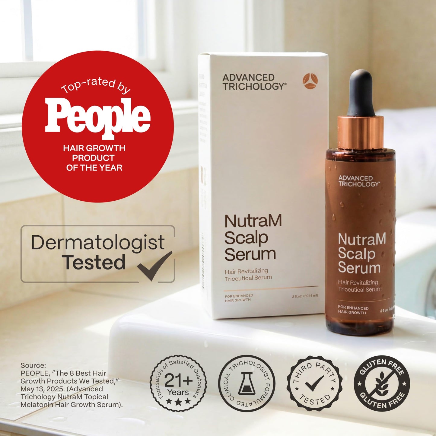 NutraM™ Hair Growth Serum – Dermatologist Tested, Approved* by American Hair Loss Association | Scalp DHT Blocker for Thinning Hair Men and Women, Backed by 20 Years of Hair Regrowth Clinic Experience