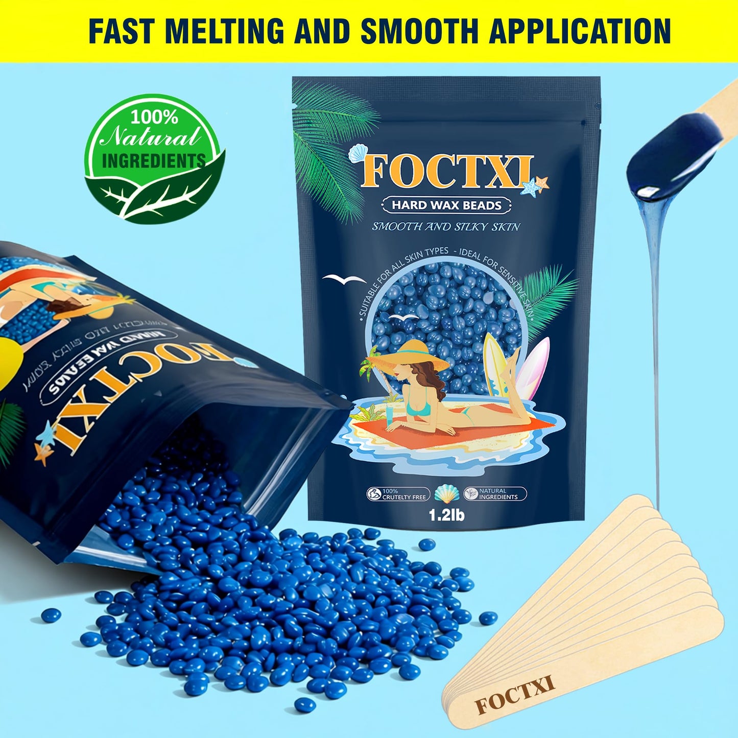 FOCTXI Hard Wax Beads, Wax Beans for Hair Removal