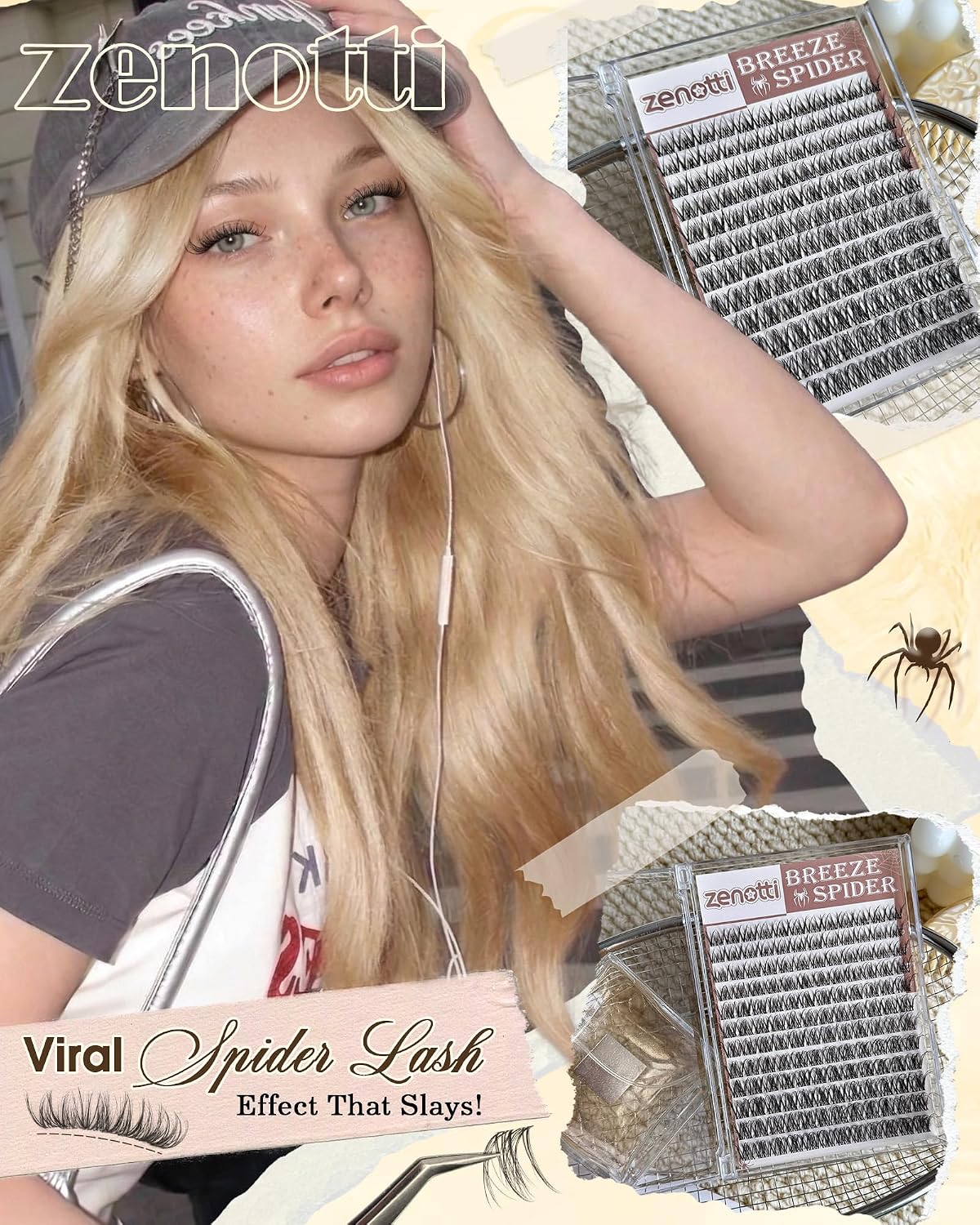 Breeze Spider Lash Clusters - Wispy DD Curl Eyelash Extensions | 10-16mm, 144PCS for Natural Daily Wear