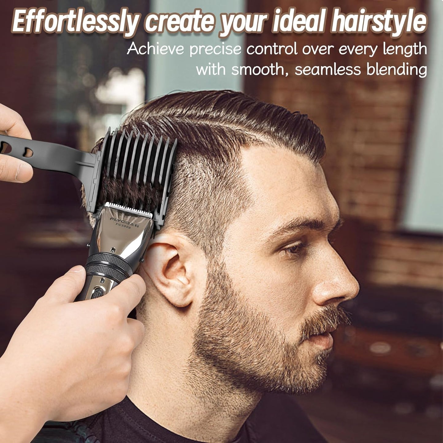 4-in-1 Detachable Fade Comb Set - Professional Barber Comb for Men's Fade Haircuts | 4 Sizes, Easy Snap-On, Black