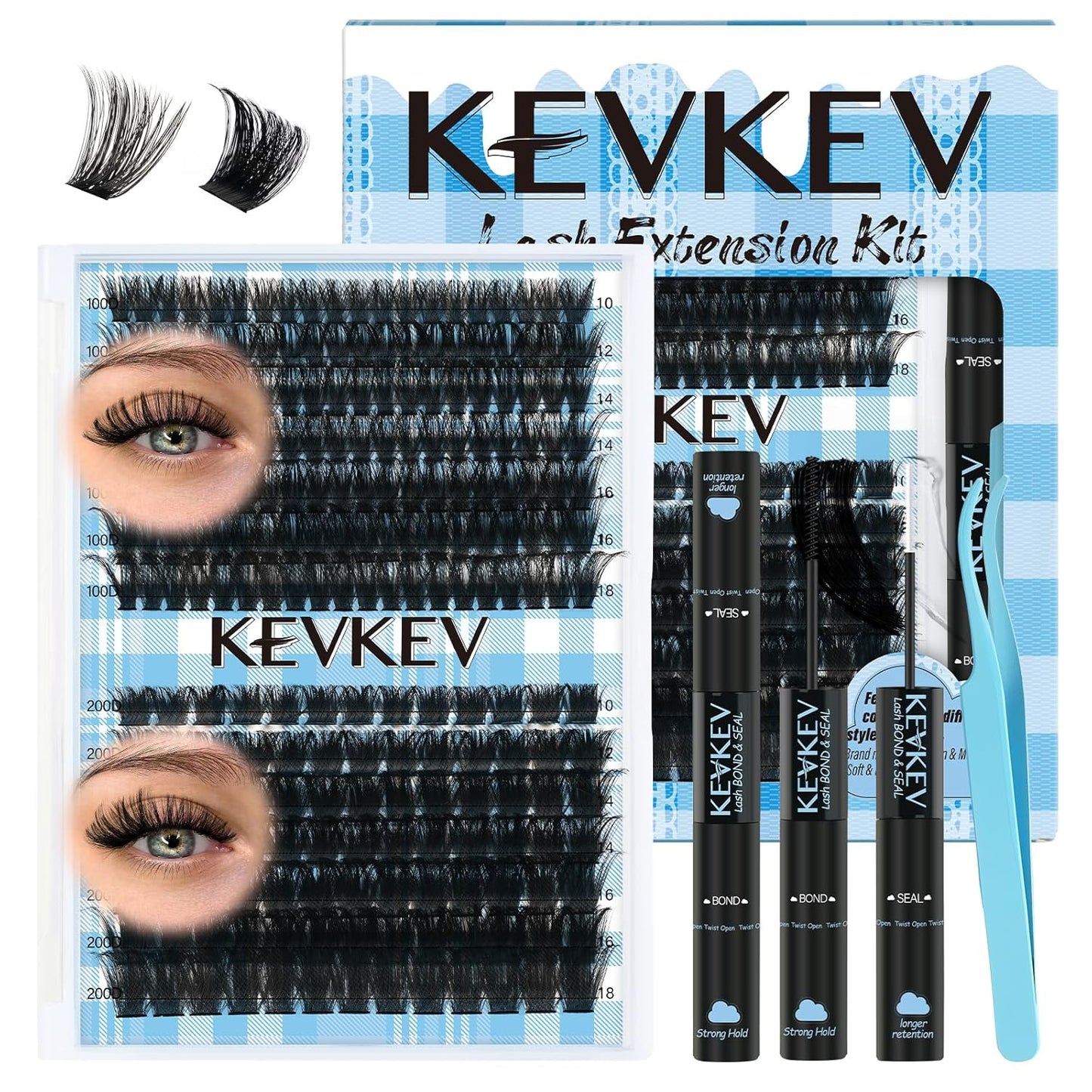Lash Extension Kit - 280 Pcs Individual Lashes with Bond & Seal | 40D/50D, 9-16mm Clusters