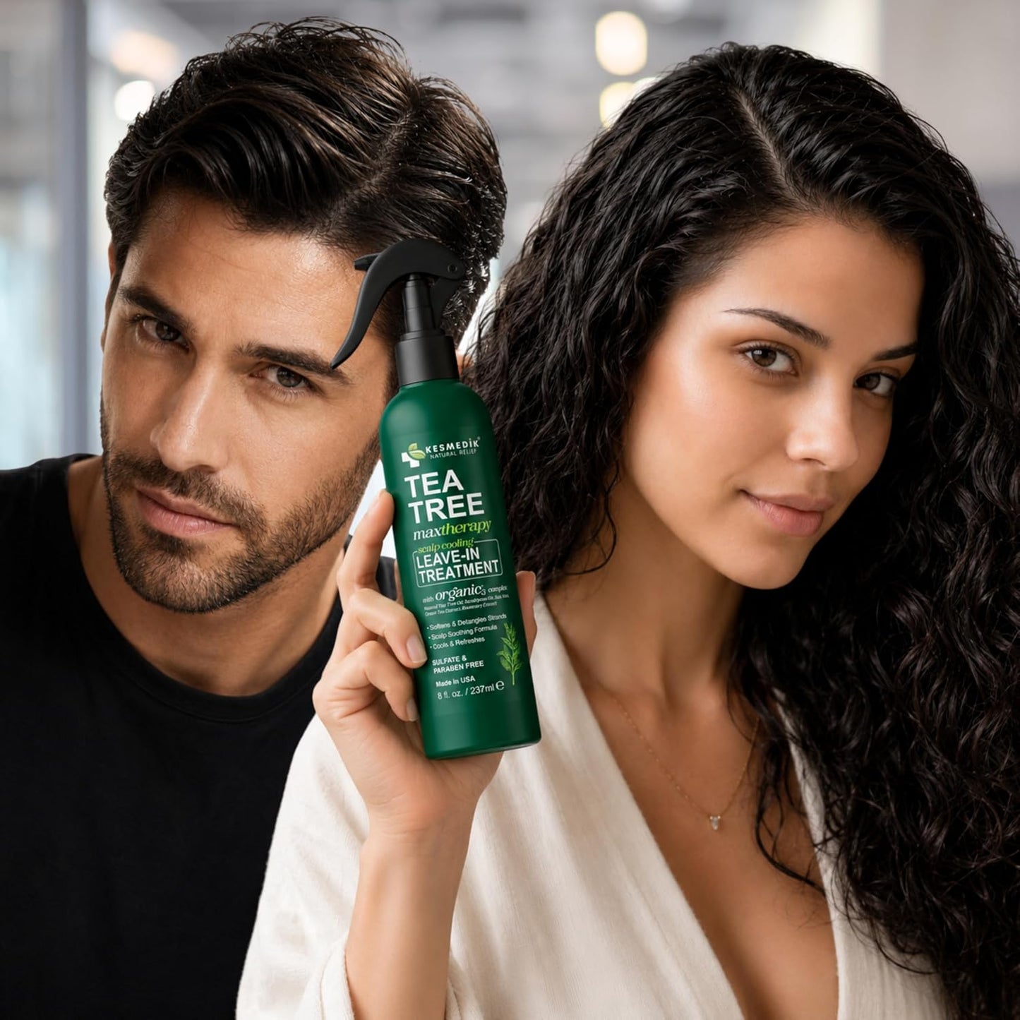 Tea Tree Oil Leave-In Conditioner | Anti-Thinning Biotin Treatment for Flaky Itchy Scalp, Sulfate-Free, Unisex