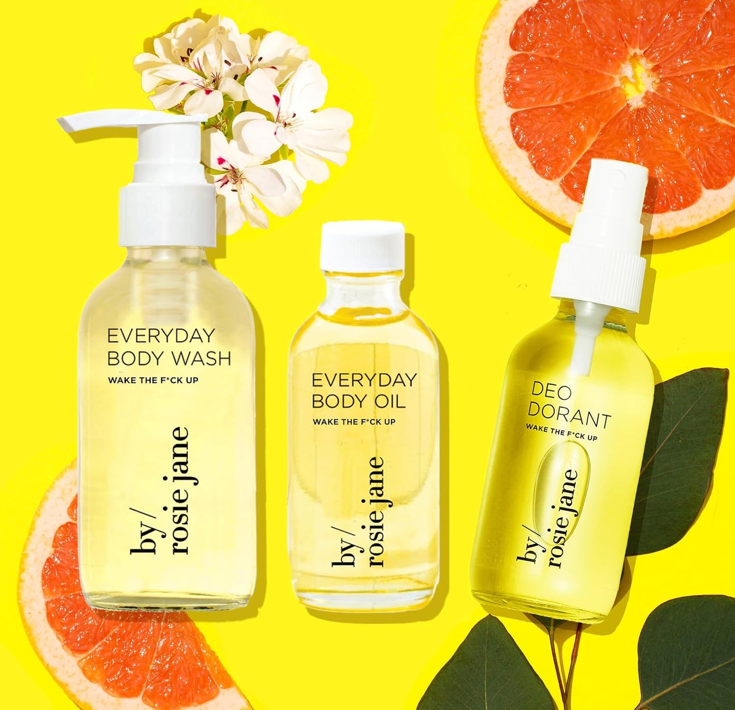 Everyday Essentials Kit - Wake + Create Self-Care Set with Hydrating Body Wash, Deodorant Spray & Body Oil | Lemon Verbena, Grapefruit & Eucalyptus (3 Count)