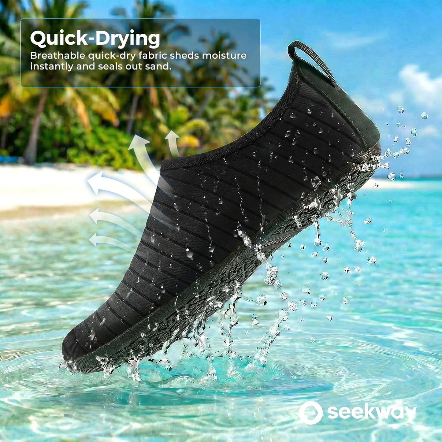 Water Shoes for Men & Women - Quick-Dry Aqua Socks | Non-Slip Barefoot Design for Beach, Swim, River, Pool, Lake - Black