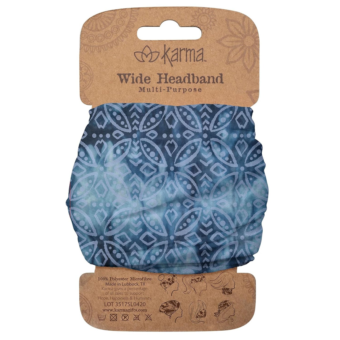 Floral Headband for Women - Teal/Apricot Split Design | Wide Fabric & Stretchy Hair Scarf