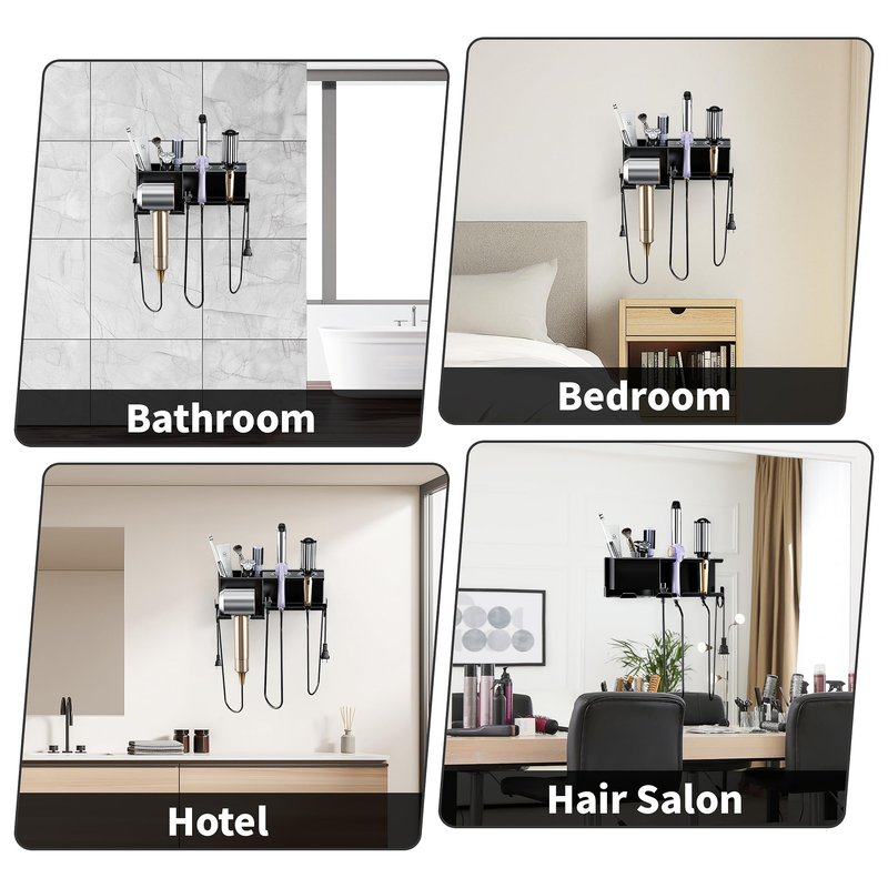 MAYZOLOP Hair Dryer Holder, Hair Tool Organizer, Blow Dryer Hanger Wall Mount for Dryer Hook, Bathroom Space-Saving Blow Dryer Organizer, Curling Irons Storage Wall Mounted
