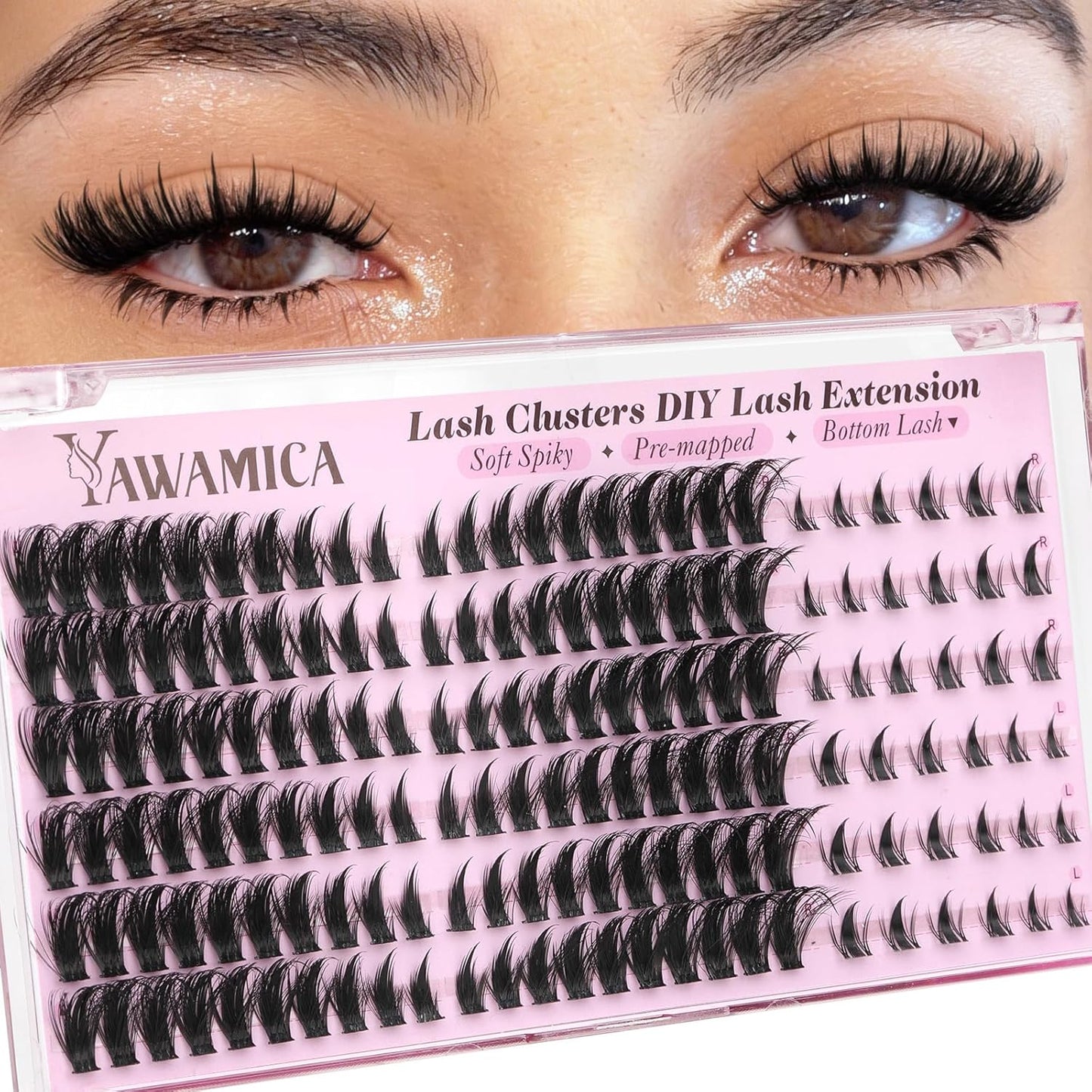 Fox Eye Lash Clusters - Fluffy Wispy Manga Lashes | Pre-Mapped Individual Extensions 8-16mm, Bottom Clusters 5-7mm
