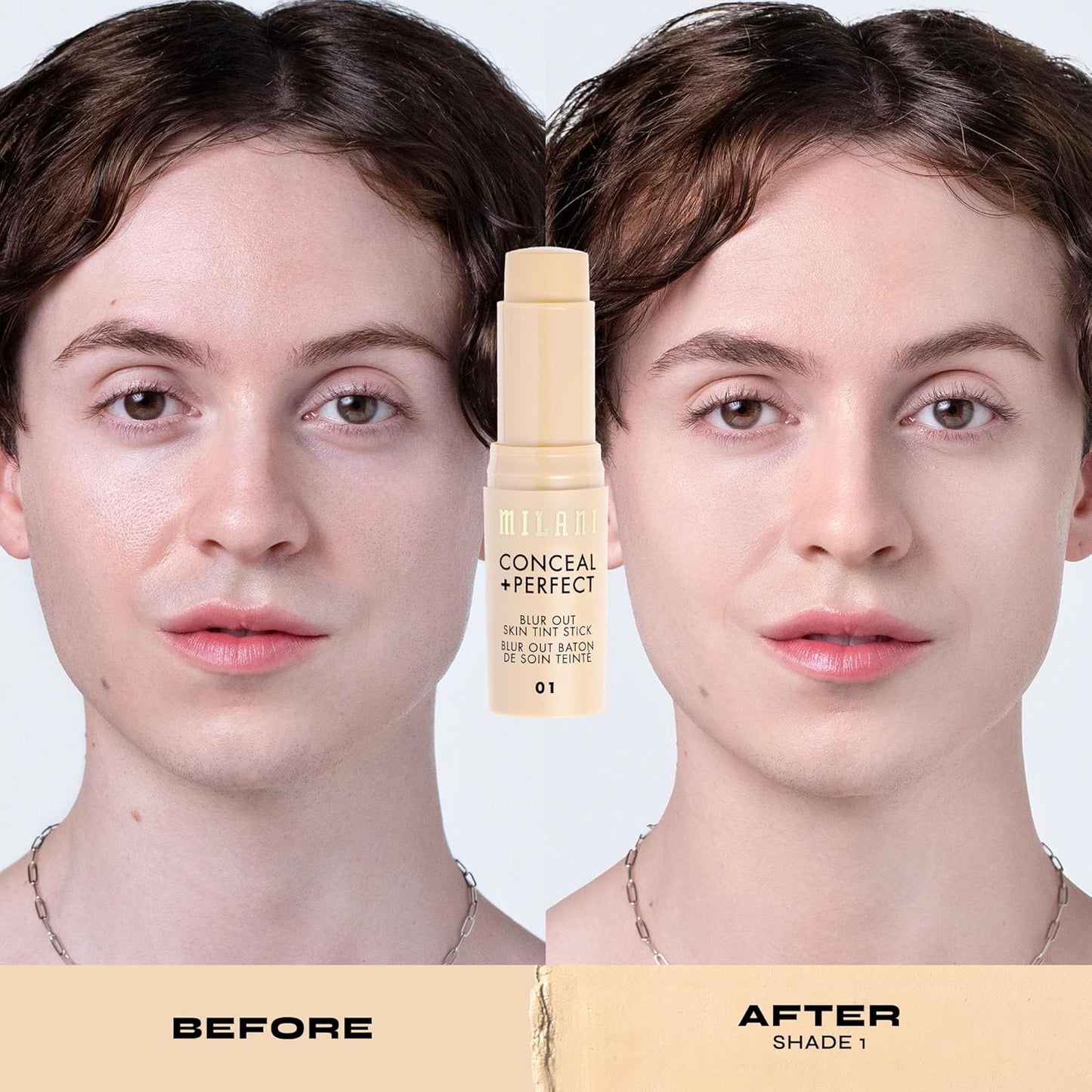 Milani Conceal + Perfect Blur Out Skin Tint Stick - Lightweight Tinted Moisturizer with Vitamin C & E | Soft Matte Finish, 01-Very Fair Neutral