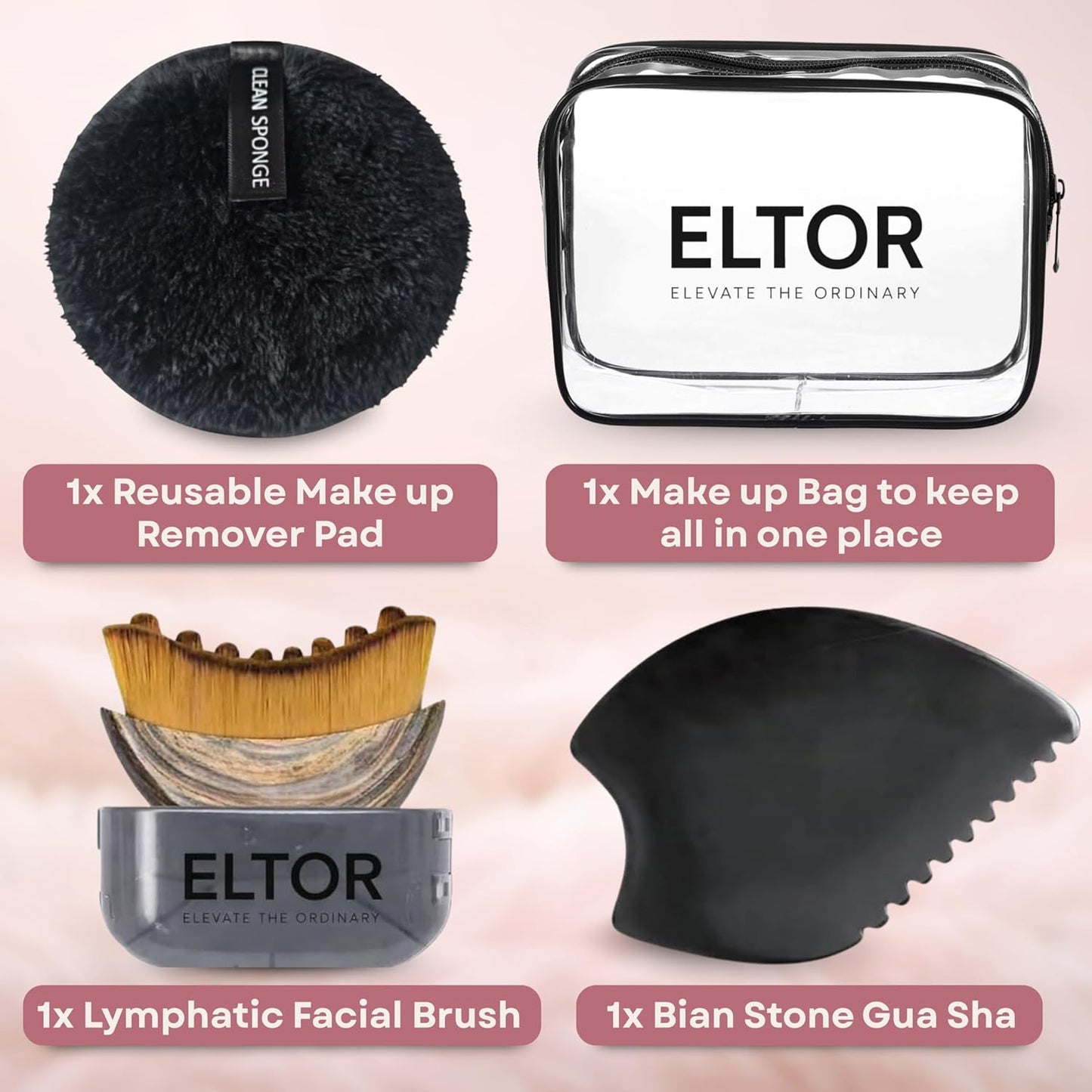 Lymphatic Contour Face Brush - Gua Sha Stone & Makeup Remover Pad | Anti-Puffiness & Jawline Sculpting Tool