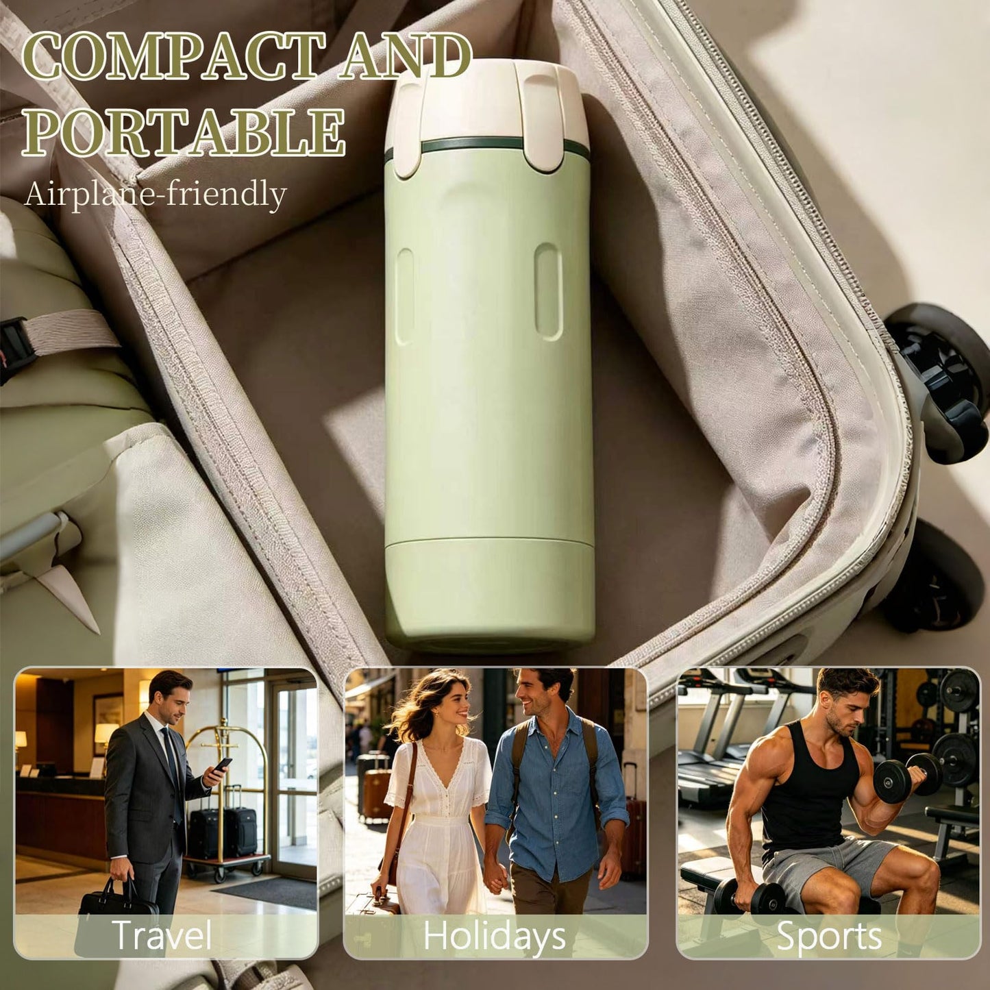 4 in 1 Travel Dispenser, Travel Dispenser Bottle, Leakproof Toiletry Bottles with Stickers, for Shampoo, Lotion, Conditioner and Cream, Ideal for Business Trips, Gym and Camping (Green)