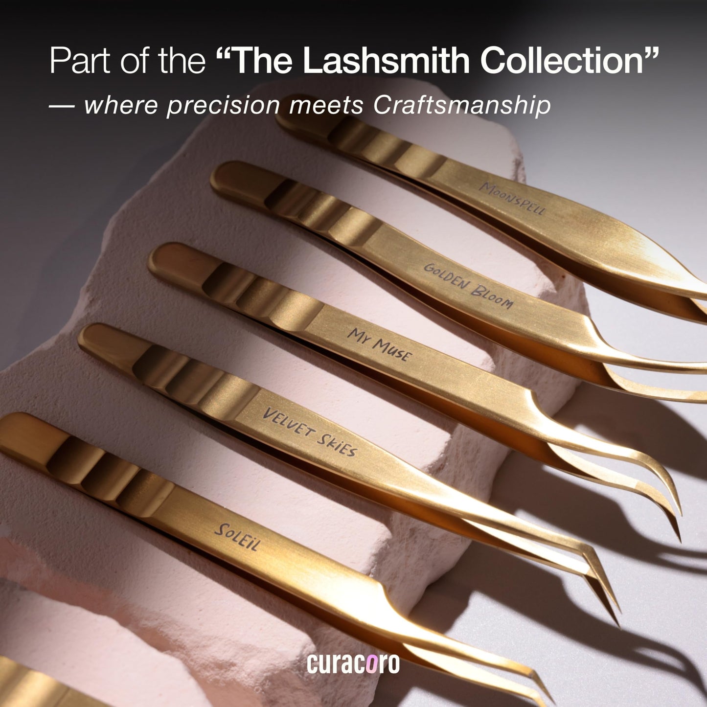 Curacoro Lash Tweezers for Eyelash Extensions - LashSmith Precision Curved Tweezers for Every Fan Style