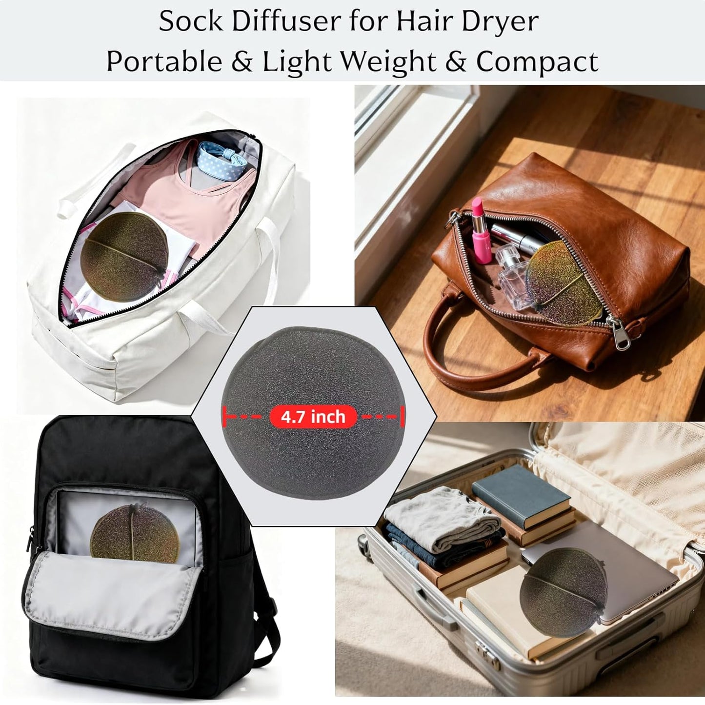 Universal Hair Dryer Diffuser Attachment - Reduce Damage & Frizz | Travel-Friendly Design
