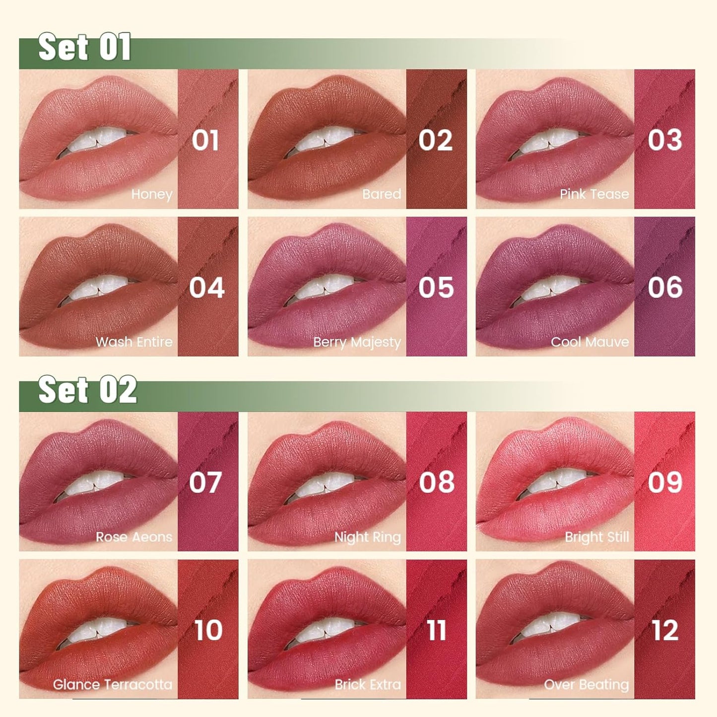 Pudaier 12-Color Lip Liner Set - Waterproof Matte Velvet Lip Liners | Long-Lasting, High Pigment, Creamy Smooth