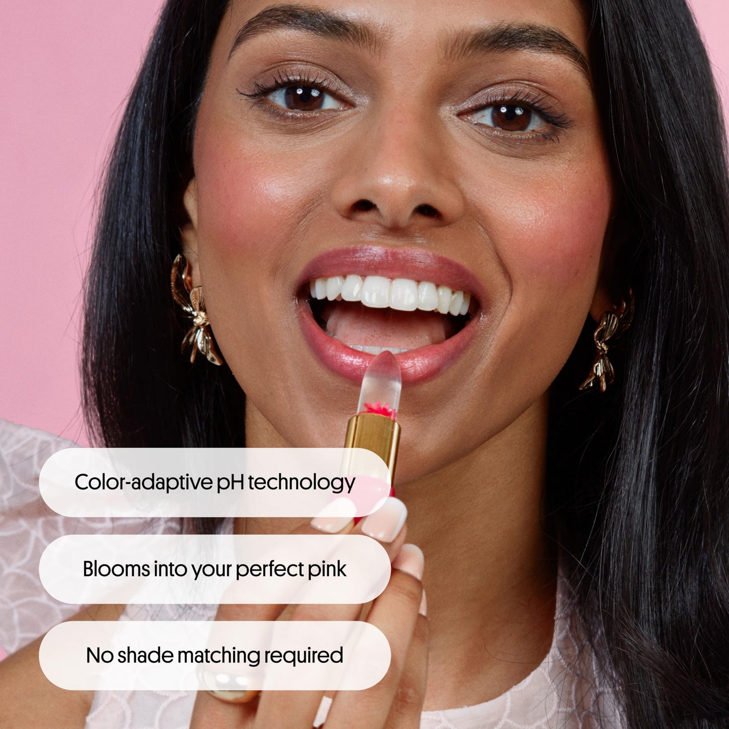 Winky Lux Flower Balm, pH Color Changing Lipstick and Tinted Lip Balm, Vegan & Cruelty Free, Hydrate & Plump, Sheer Pink, Pink & Purple Flower with Vanilla Scent