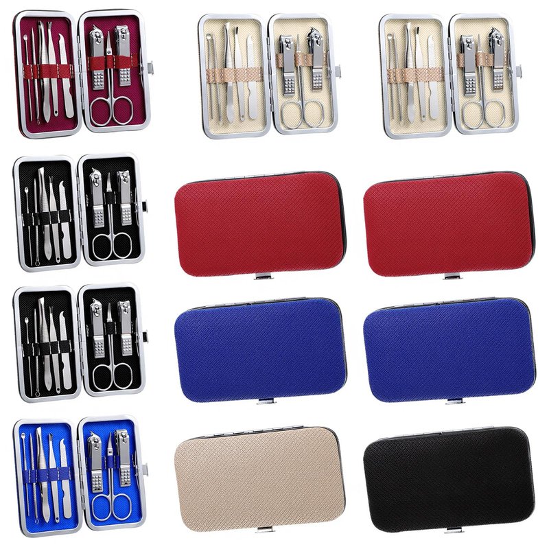 QFGasre Manicure Set, 12 Pcs 8 in 1 Nail Clippers Set Stainless Steel Grooming Toenail Clippers Professional Manicure Kit with Black Leather Travel Case for Men Women Travel