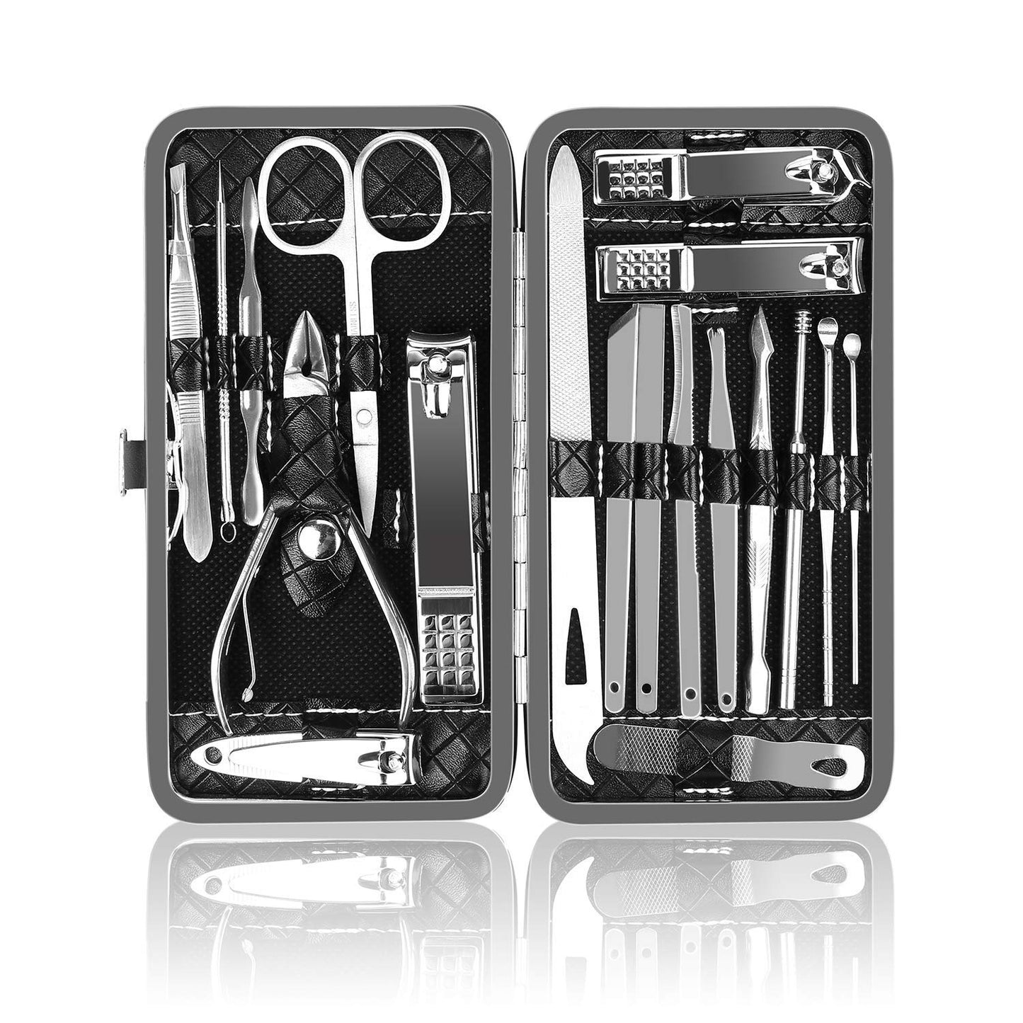 OKOM 19PCS Nail Clipper Set - Professional Manicure Nail Kit for Men Women, Stainless Steel Nail Clippers with Case, Fathers Day Gift