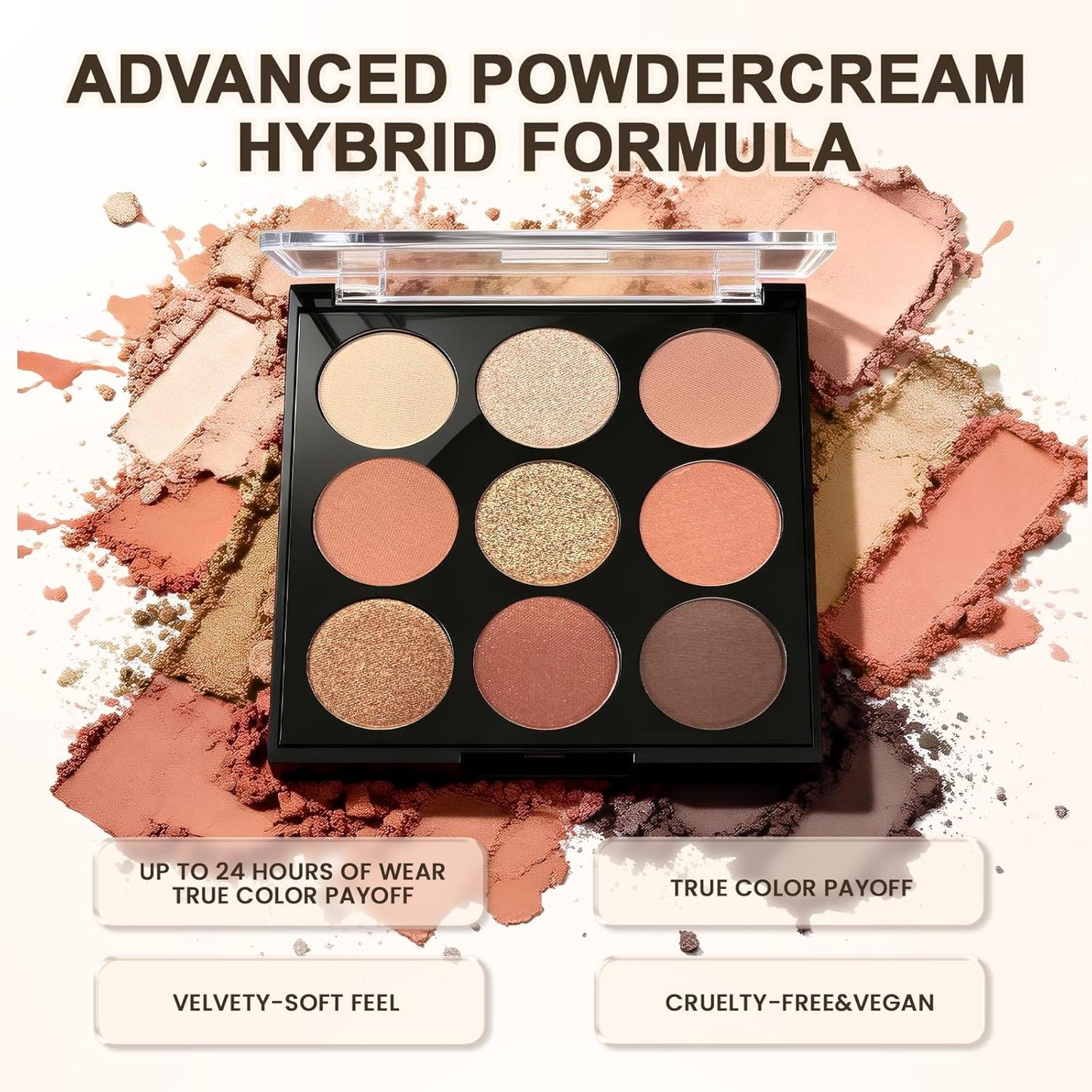 Océane Neutral Eyeshadow Palette - 9 Highly Pigmented Colors for Long-Lasting, Natural Eye Makeup | Vegan & Cruelty-Free