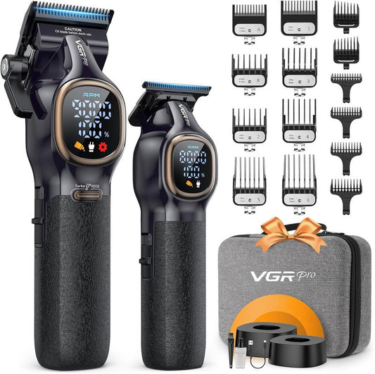 Professional Hair Clippers for Men - Cordless Barber Trimmer Set | Powerful 9000 RPM Rechargeable Clippers with Case