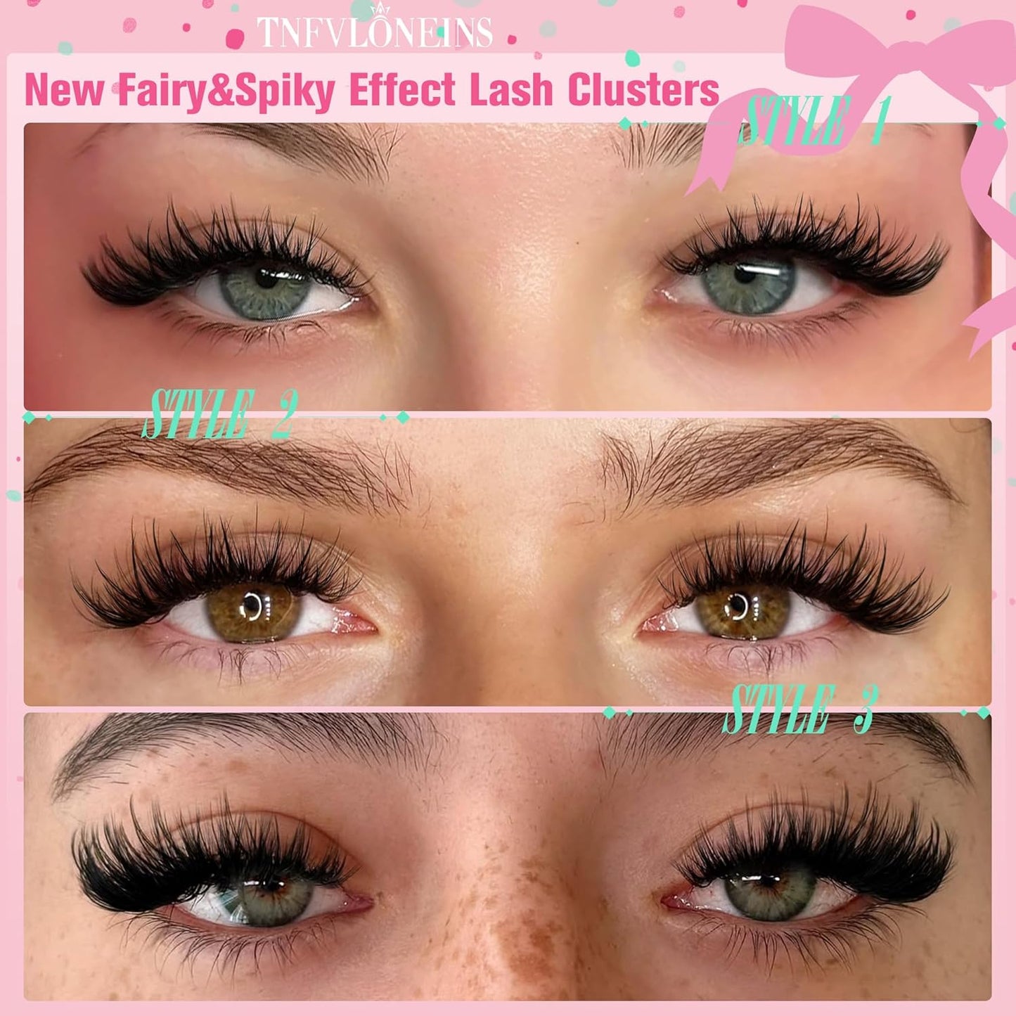 Lash Clusters - Wispy Spiky Individual Eyelash Extensions | DIY D Volume (10-16MM, 3 Styles)