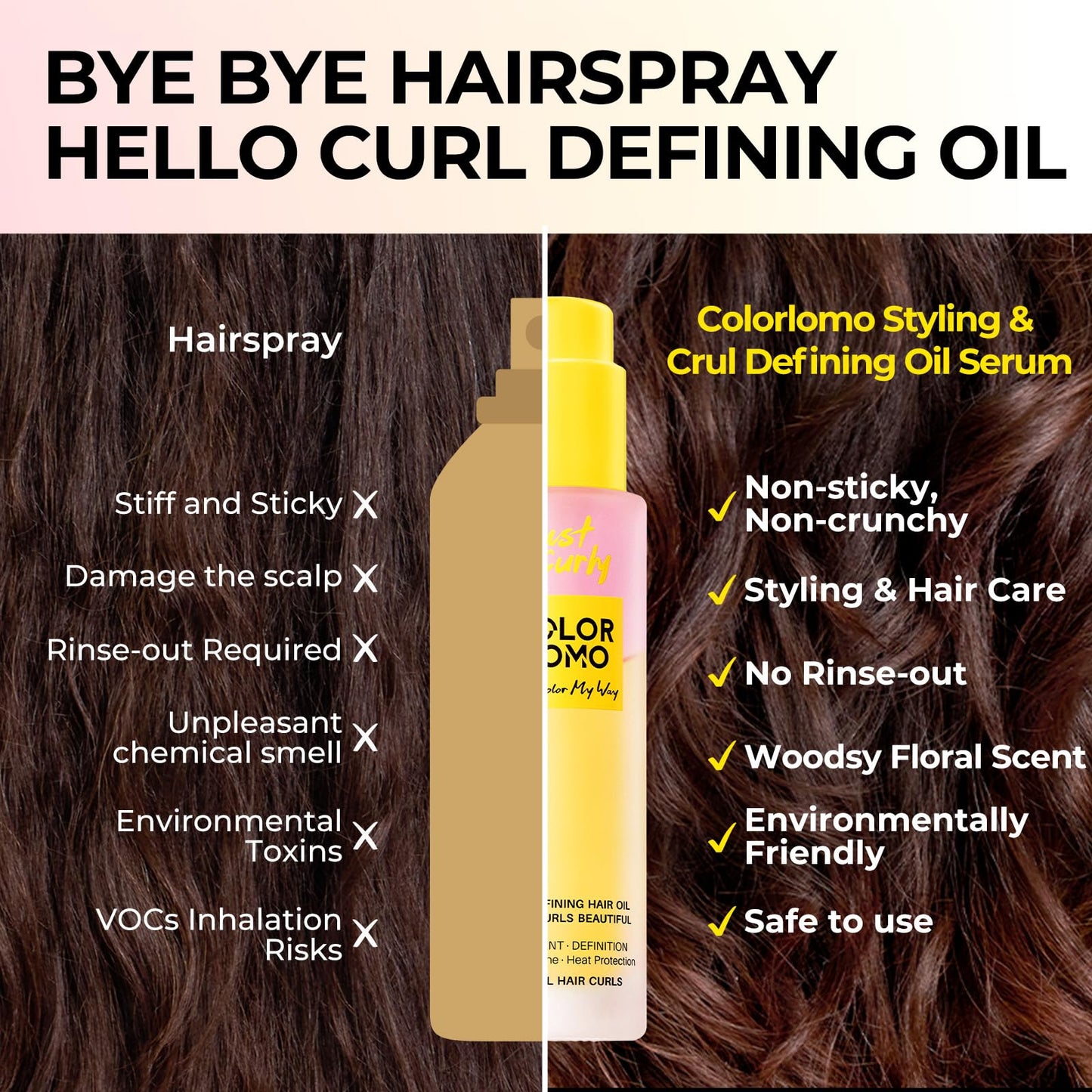 COLORLOMO Styling & Curl Defining Oil Serum | 24-Hour Touchable Hold Hair Oil for Natural & Styled Curly Hair l Heat Thermal Protection, Creates Smooth, Shiny, Lightweight Hair