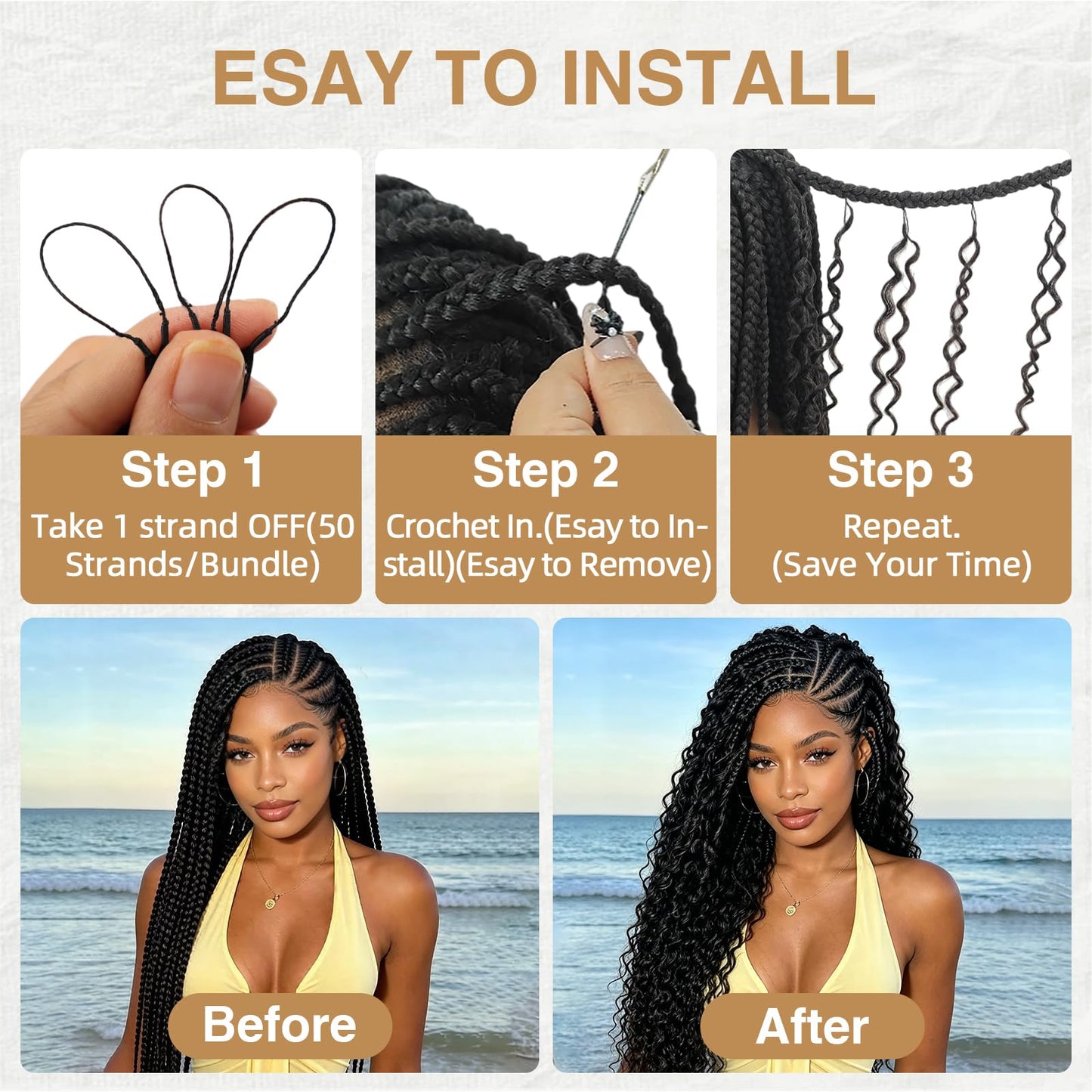 Human Crochet Hair for Black Women 20Inch 120g Pre Separated Deep Wave Hair