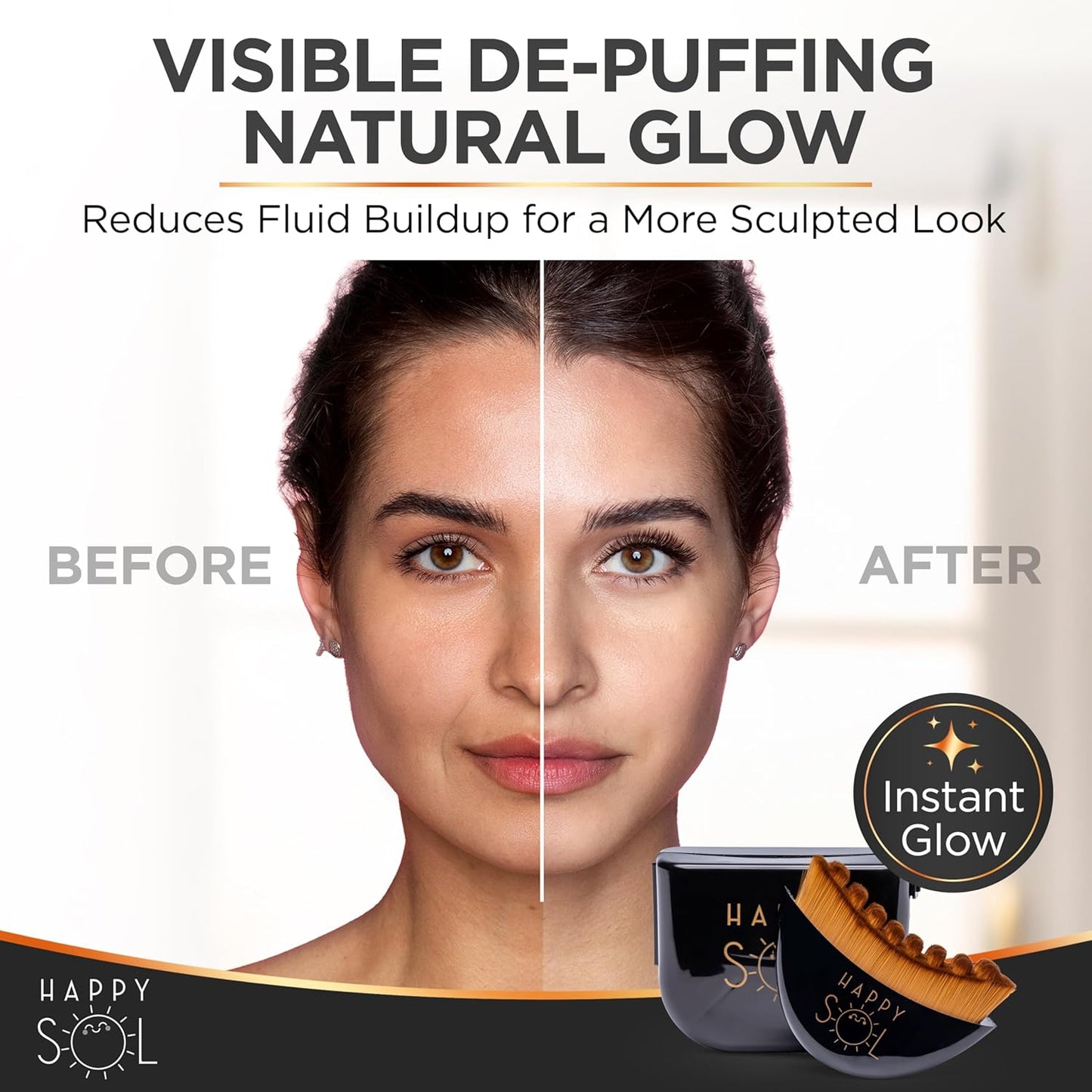 Lymphatic Contour Face Brush - Ergonomic Dry Brushing Tool for Puffiness & Glow | Compact Travel Size