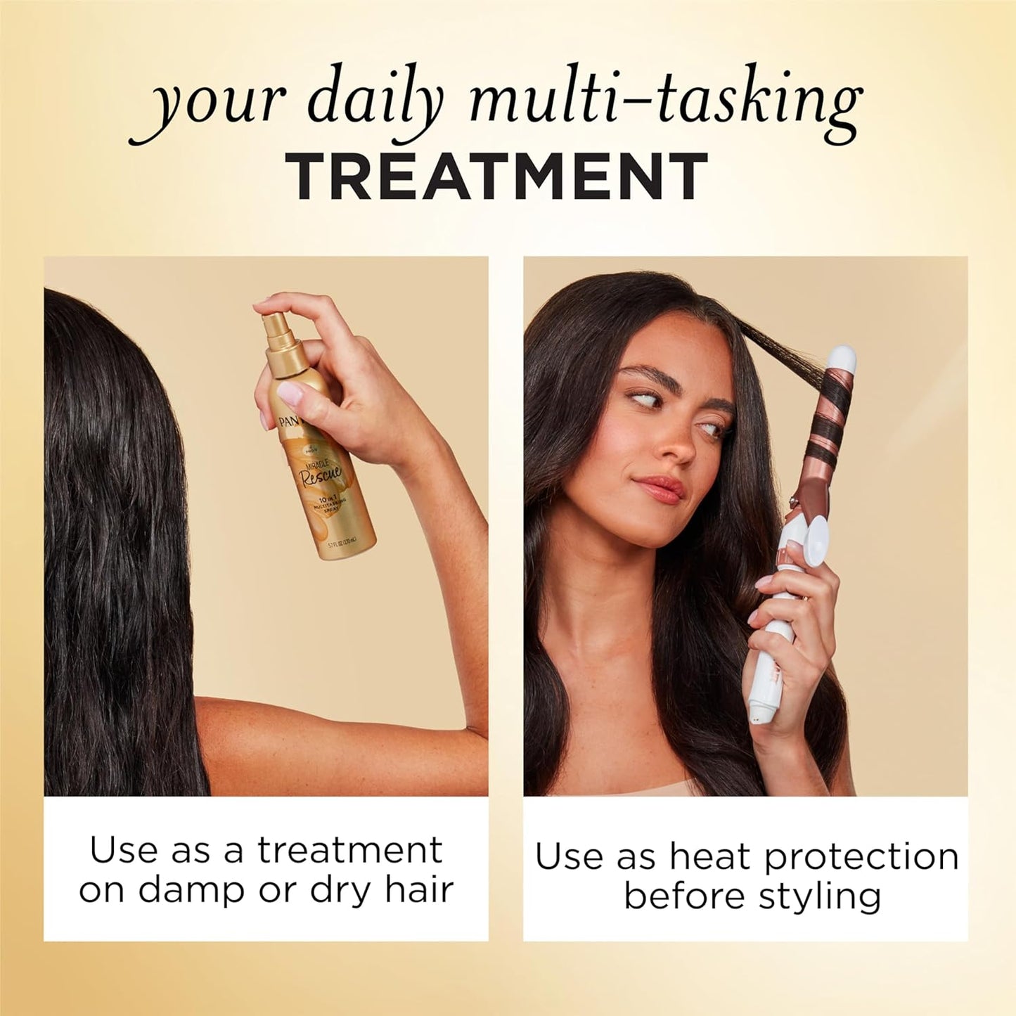 Pantene Miracle Rescue 10-in-1 Multitasking Spray - Heat Protection & Detangler for Damaged Hair | 5.7 oz