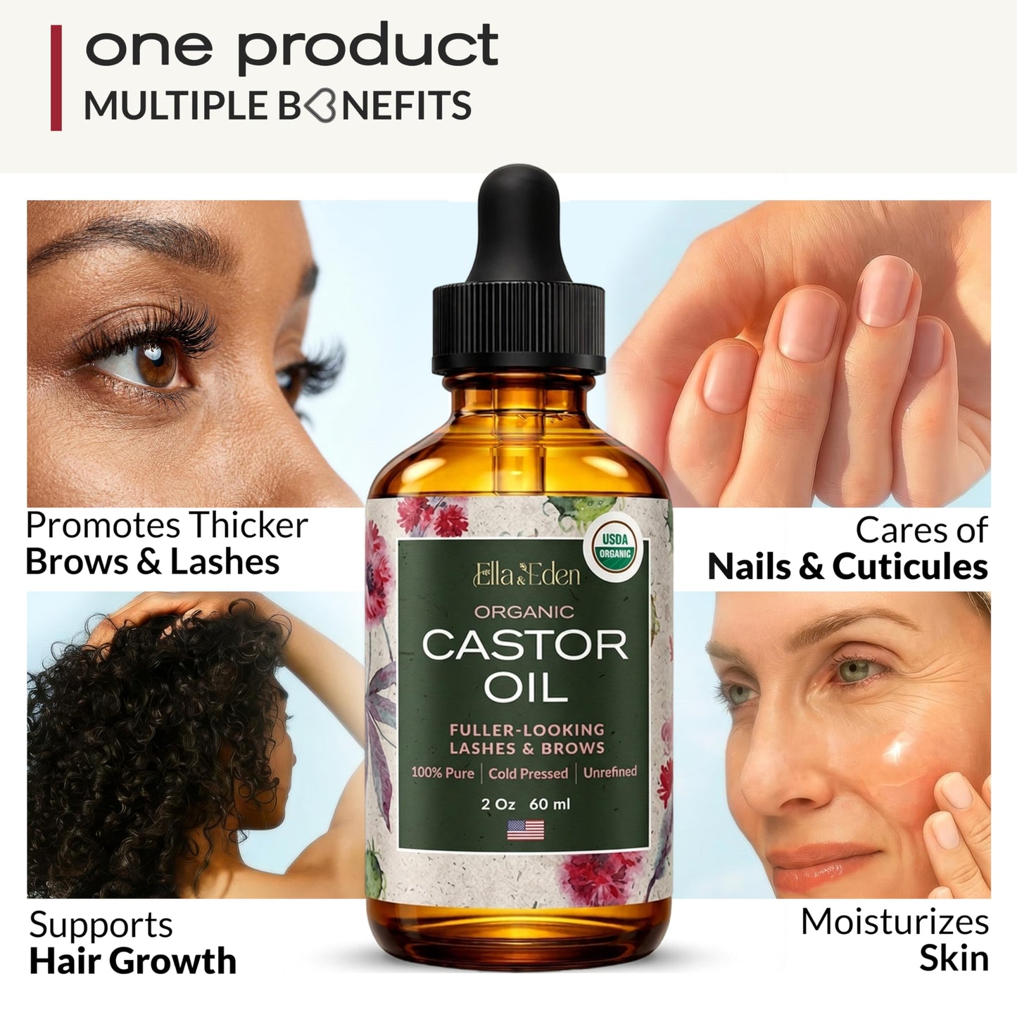 Ella & Eden 2 Oz Organic Castor Oil for Eyelashes