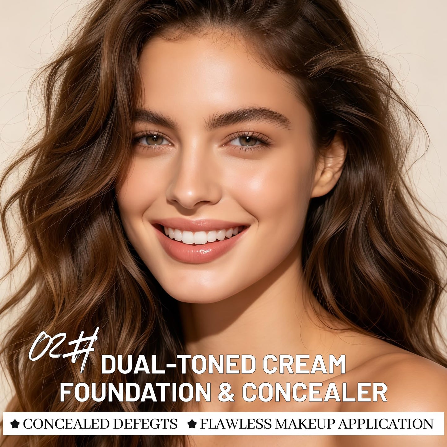 Dual-Toned Cream Foundation,Flawless Finish Foundation &Concealer Makeup 02