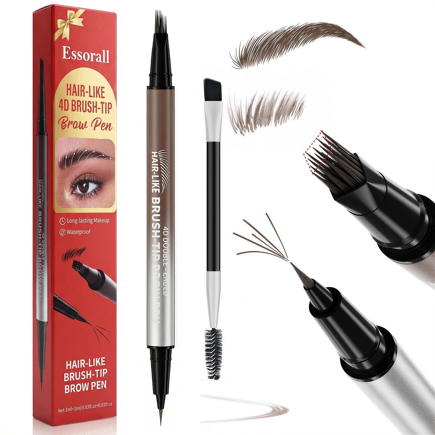 Eyebrow Pencil - 2-in-1 Microblading Pen with Ultra-Fine Tips | Waterproof, Long-Lasting, Brown