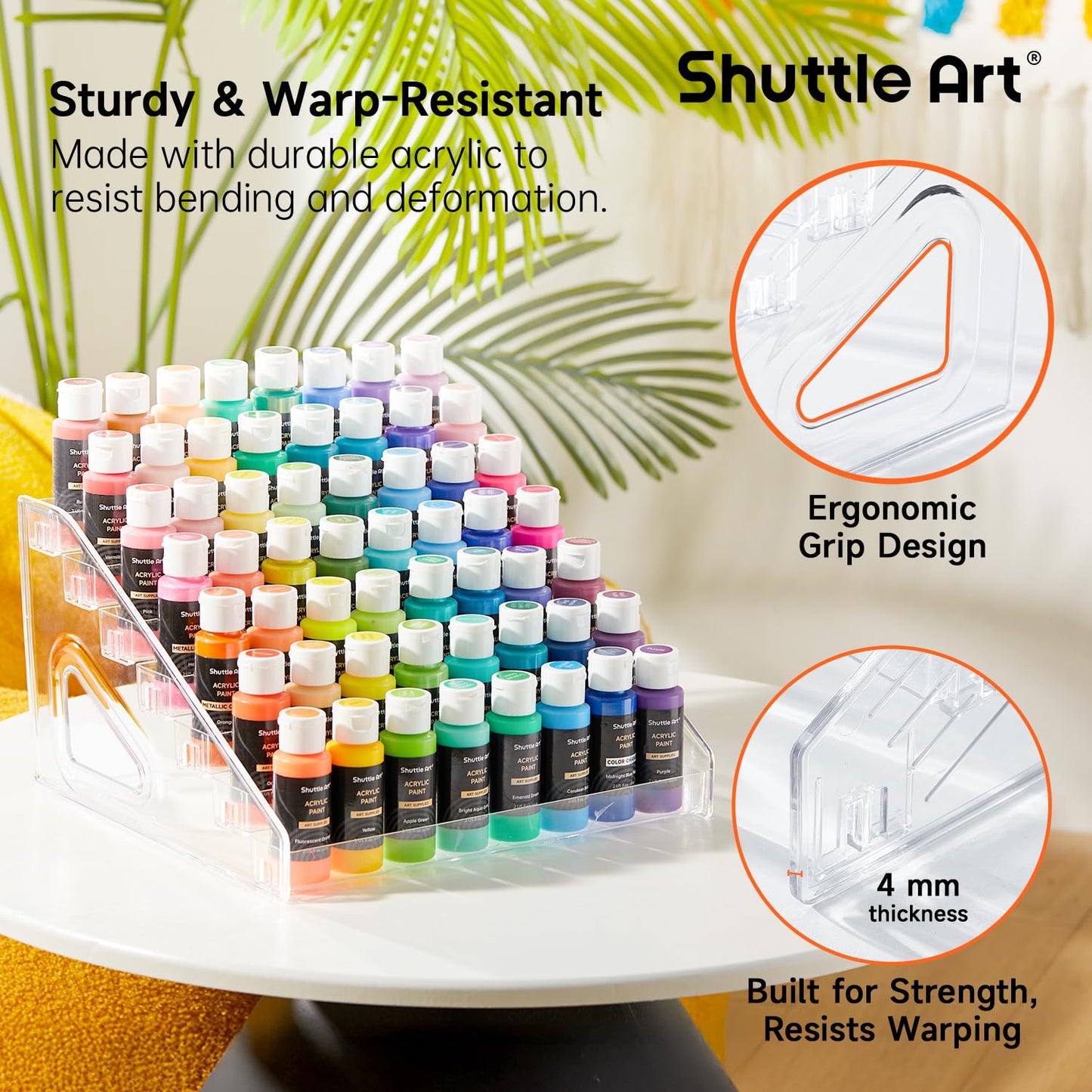 Shuttle Art Acrylic Paint Organizer, 7 Layers Clear Storage Rack, Snap On Organizer for Acrylic Paint, Oil Paints, Nail Polish and Craft Supplies