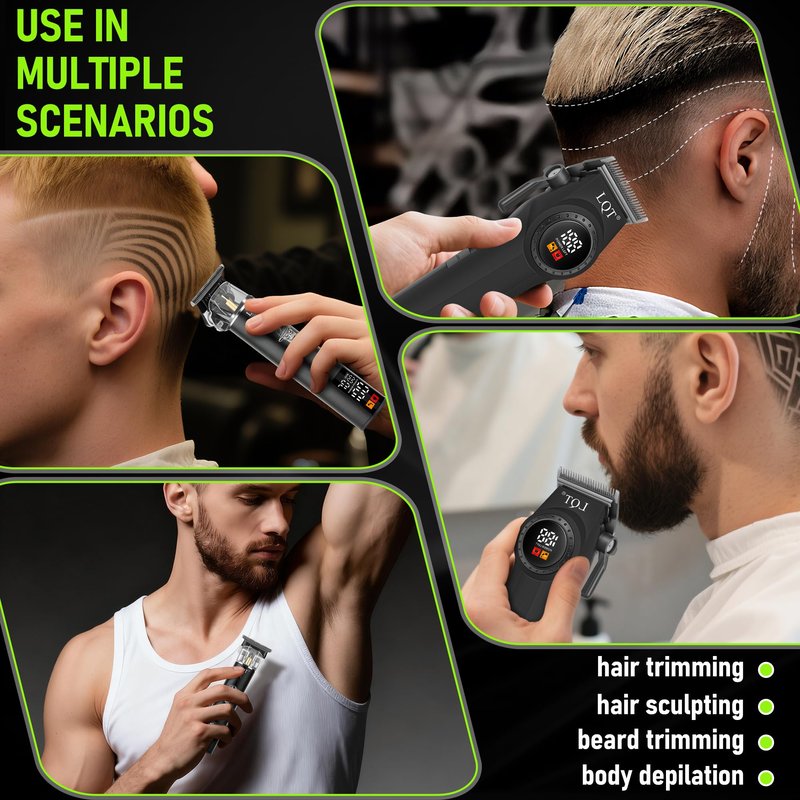 LQT Hair Clippers Professional Cordless for Men, Barber Clippers for Hair Cutting Kit, Wireless LCD Display Hair Trimmers Set, Rechargeable Haircut Machine Gifts for Family