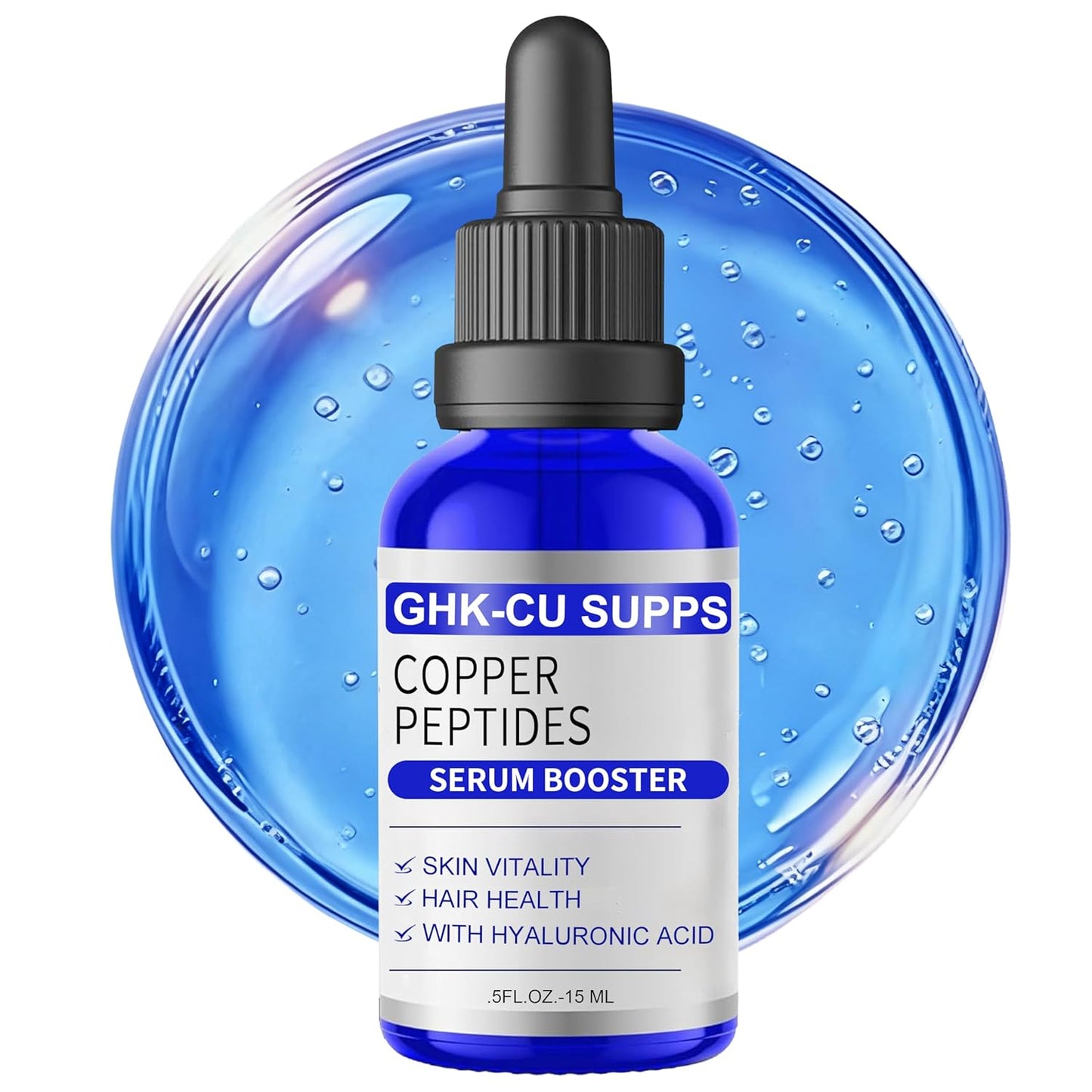 GHK-CU Copper Peptides Serum - Skin & Hair Strengthening Formula | Non-Greasy, 0.5 Fl Oz